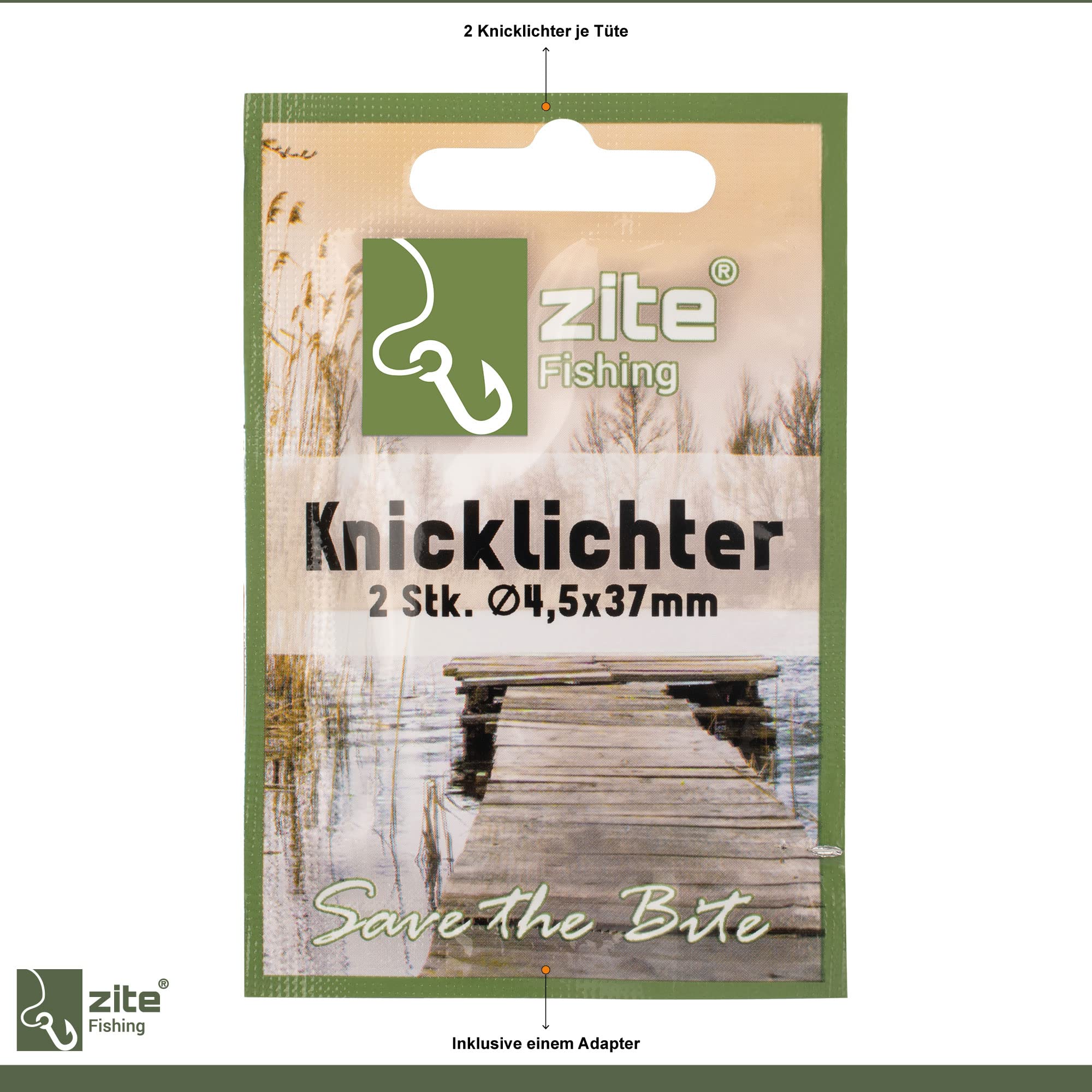 Zite Fishing Knicklichter Set Angeln – Lange Leuchtdauer Standard Maß - Für Posen & Bissanzeiger Nachtangeln - 4,5x37mm Gelb/Grün