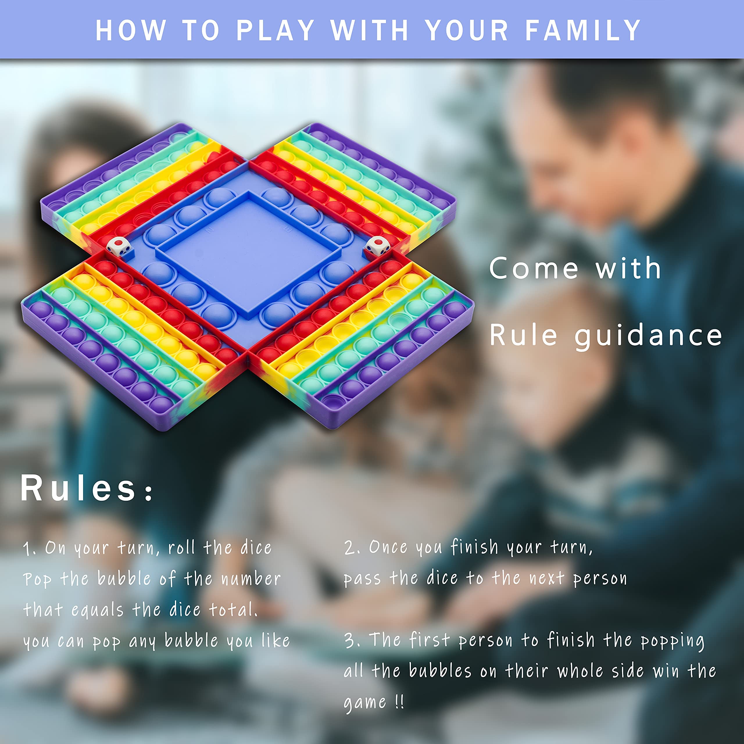 Amazon.com: Gexond Big Size Pop Game Board Fidget Toy, Large Rainbow Pop  Chess Board for 4 Players Games - Interactive Jumboo Stress Relief Pop Game  with Dice for Parent/Kids Time : Toys
