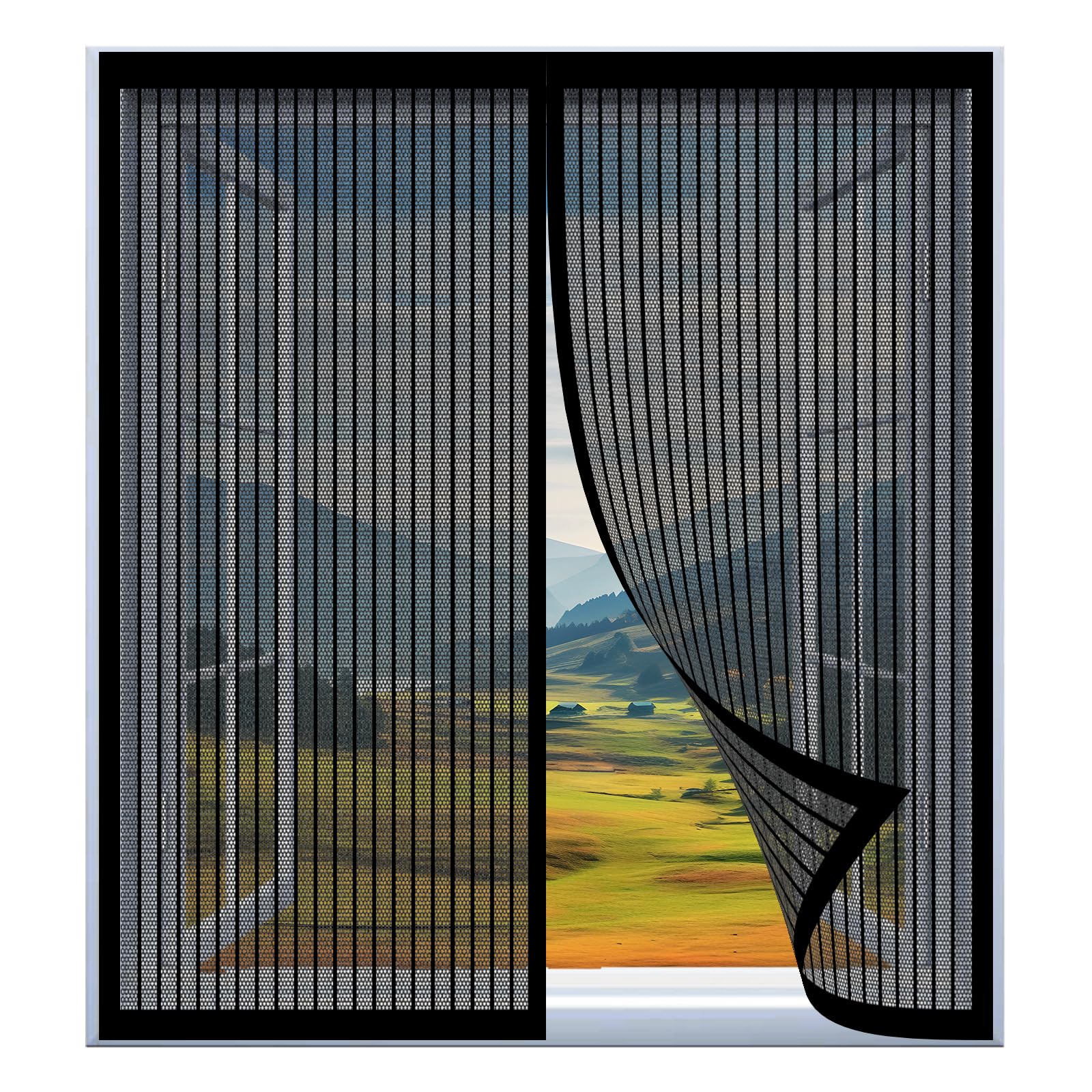 Yuanwan Black Fly Screens For Windows That Open Inwards 93 X 135 Cm Easy Installation No Drilling Or Screwing Magnetic Flyscreen Net For Windows Nets To Keep Bugs Out,
