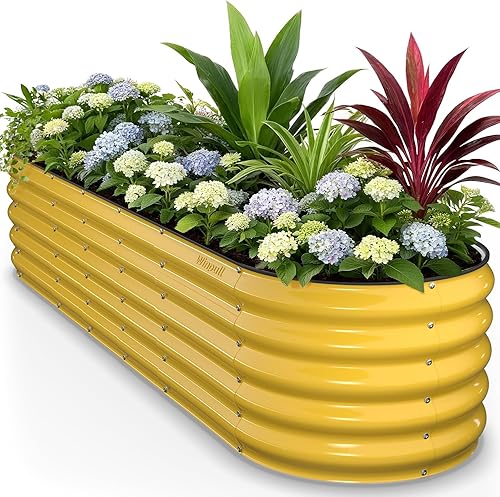 Miniatura 18 de Kit de Cama de Jardín Elevada, Caja de Plantación Galvanizada de 6 x 3 x 1 pies para Exteriores con Bordes de Seguridad, Camas Elevadas de Metal