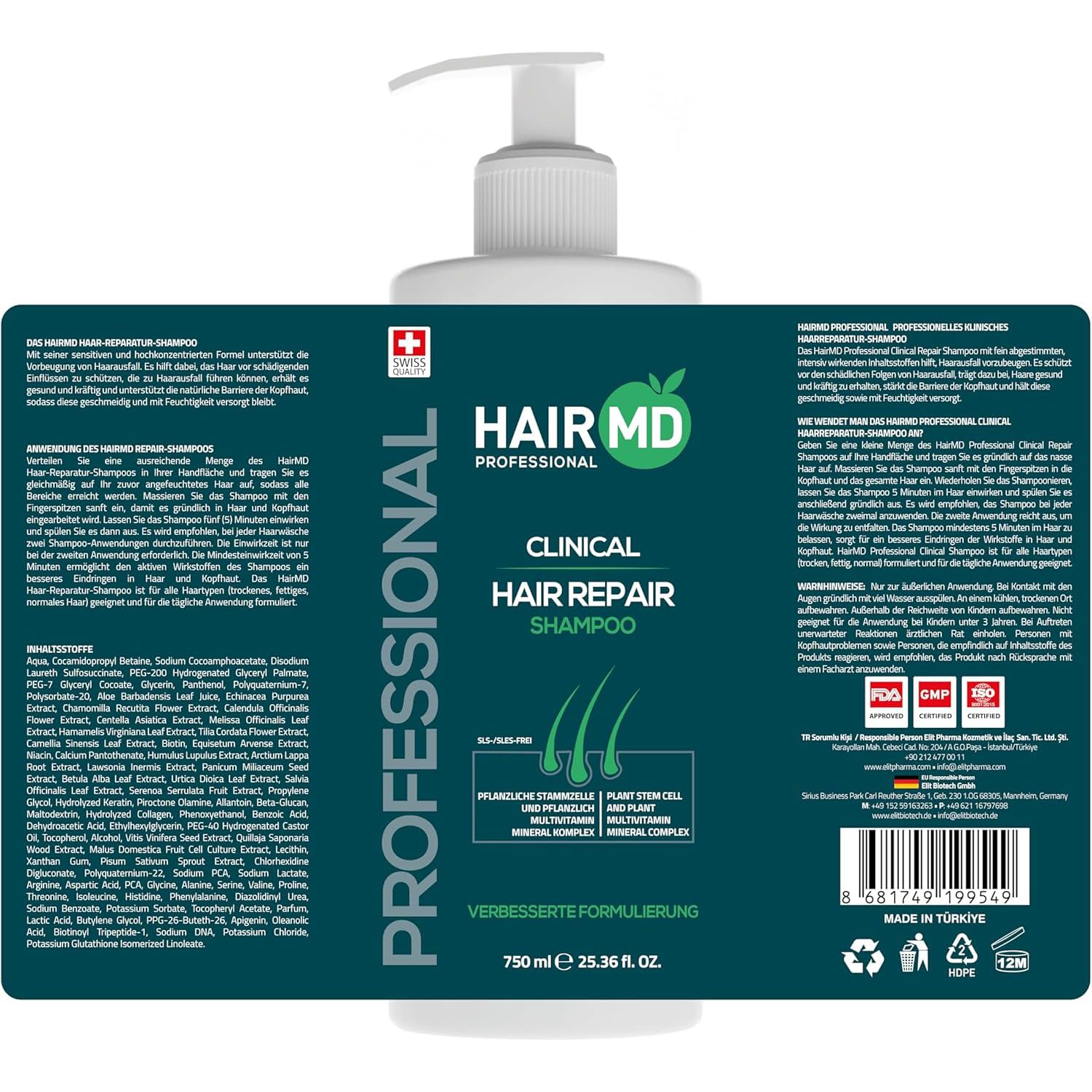HairMD Klinisches Haarreparatur-Shampoo 750 ml