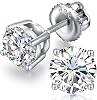 Jiamiaoi Stud Earrings Screw Back Sterling Silver Cubic Zirconia Stud Earrings Set 4 Millimeters-8 Millimeters Nickle Free Hypoallergenic Earring Studs