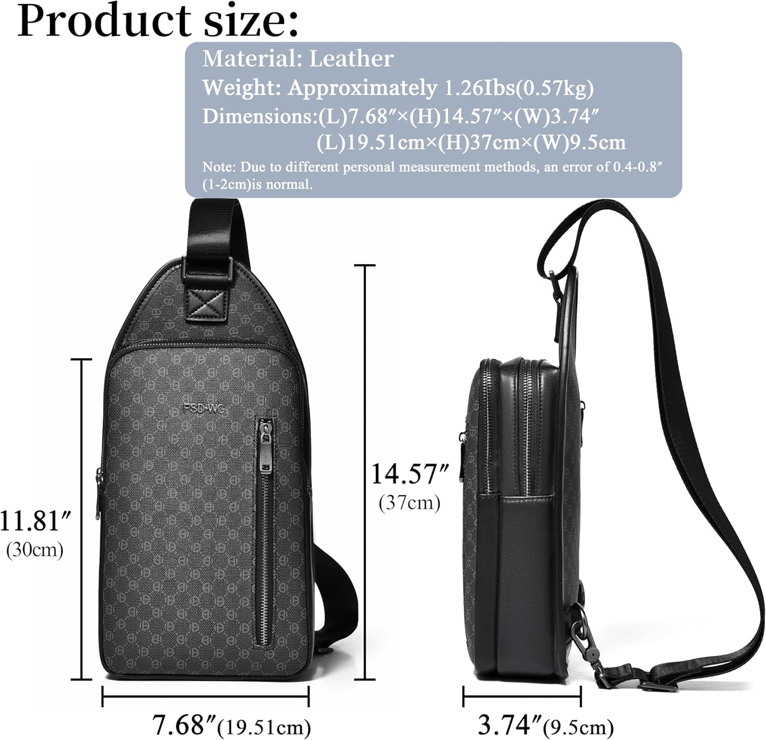 FSD. WG sling Backpack for Men Chest Bag Crossbody Shoulder Bags Travel Hiking Bag Purse for Men with Water Resistant - Image 6