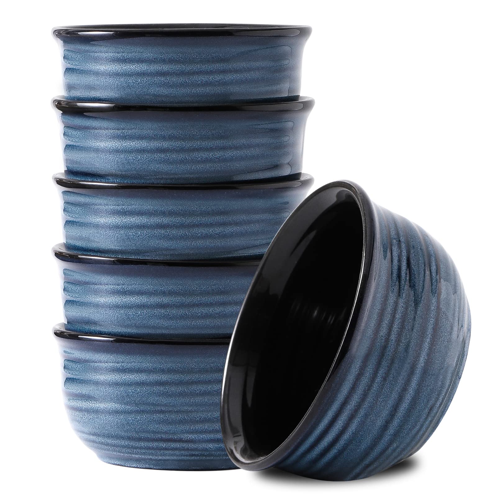 HasenseCereal Bowls Set of 6, 20 Ounce Ceramic Soup Bowls Set for Kitchen, Suit for Cereal Soup Rice Pasta Salad Oatmeal,Dishwasher Microwave Safe, Navy Blue