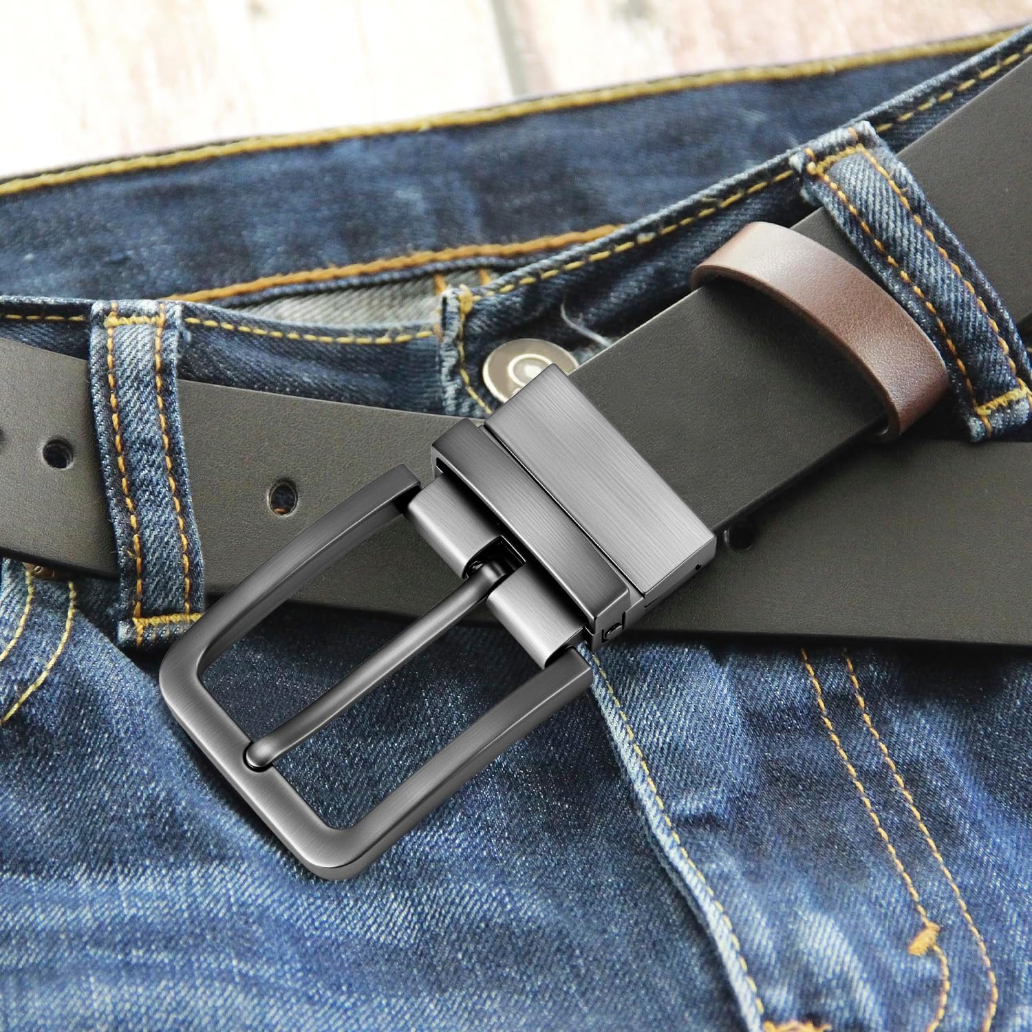 QWORK Belt Buckle, 2 Pack 1 3/8"(35mm) -1.5"(40mm) Reversible Belt Buckle Replacement, Grey - Image 7