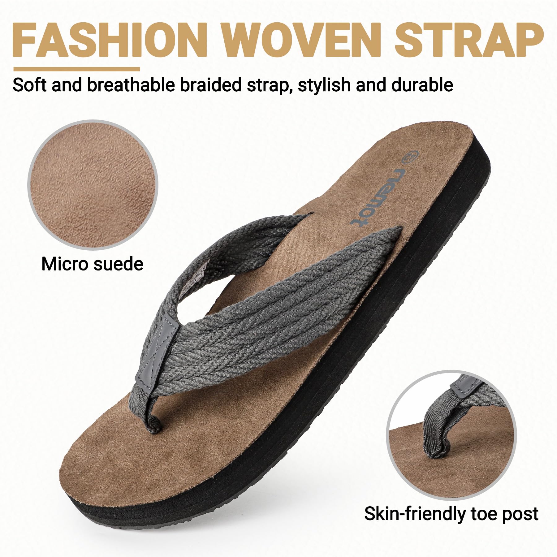 Chanclas Hombre Sandalias Verano con Soporte para el Arco Antideslizantes Playa Piscina Flip Flops Suaves