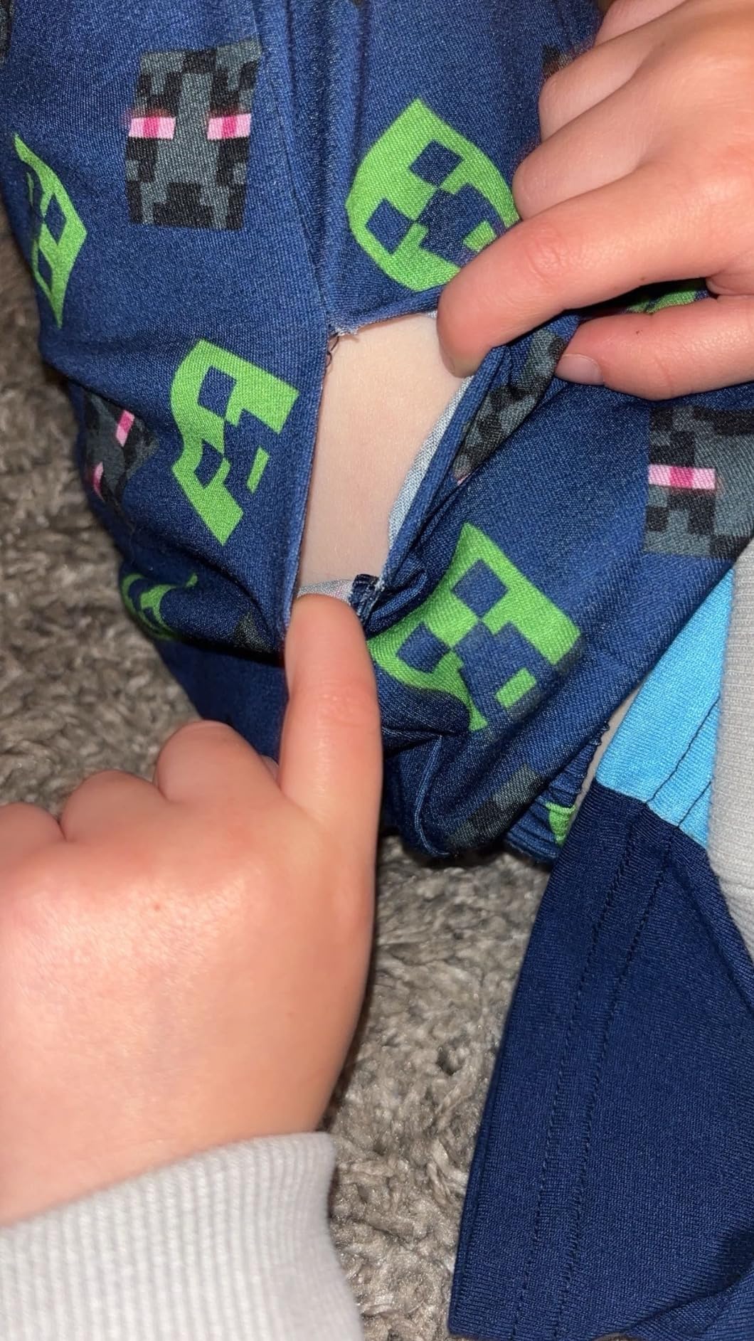 Grenouillère Minecraft Creeper Verte Pour Garçon - Pyjama Manches Longues En Micropolaire, Imprimé Steve Et Enderman - Licence Officielle