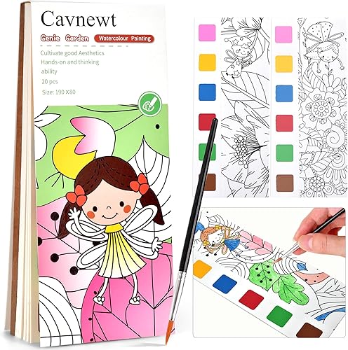 Cavnewt Libros de acuarela para colorear para niños de 4 a 8 años, juegos de libros de pintura de acuarela de bolsillo, libros de pintura con agua