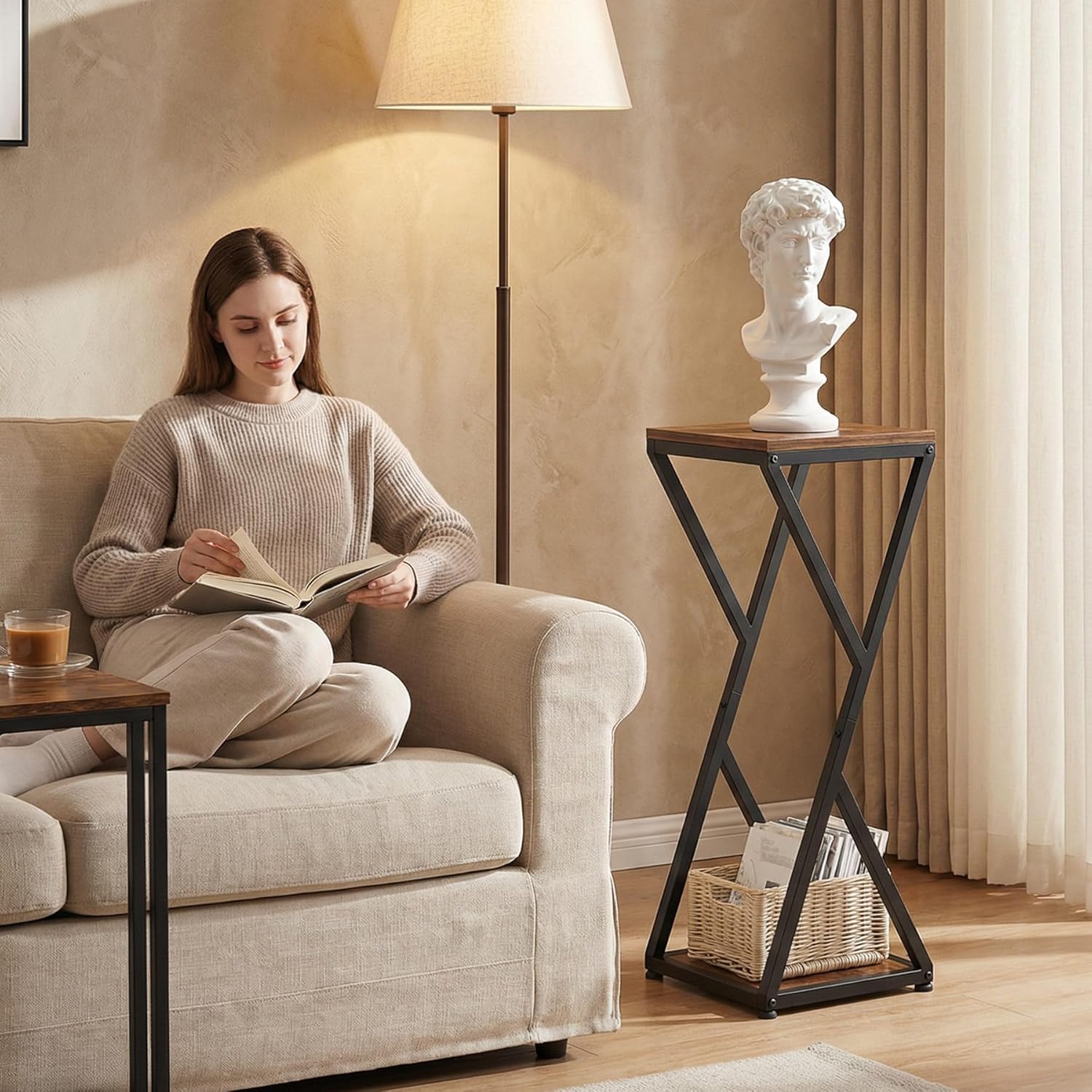2-Tier Tall Plant Stand Indoor, 32.5" Corner Plant Stands for Indoor Plants Multiple, Small End Table for Living Room, Corner Side Table for Home Decor