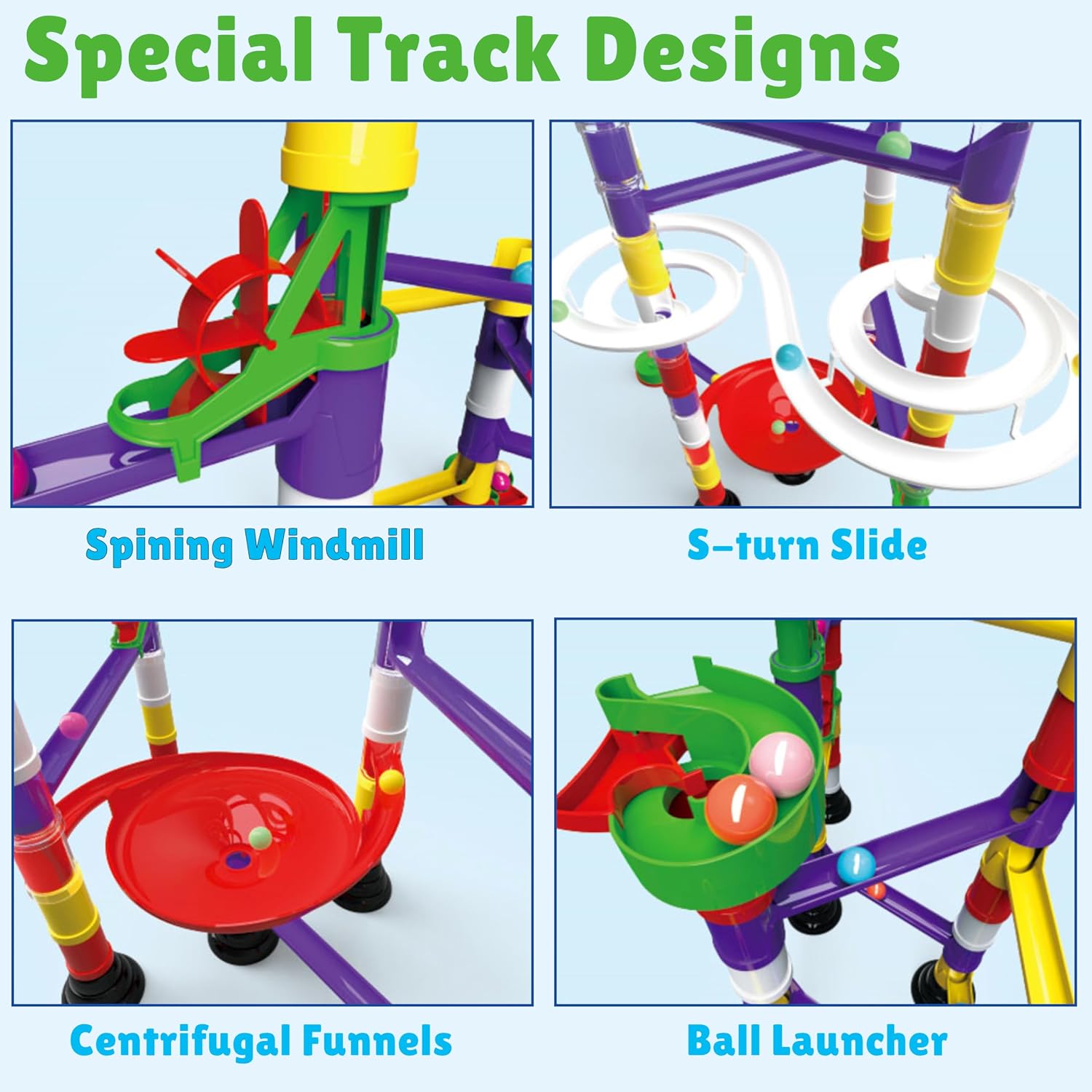 University Games Marble RaceTrax – Pista De Carreras De Canicas De 114 Piezas Con 9 Metros De Pista, 110 Cm De Alto, Ecológica Y Fácil De Montar