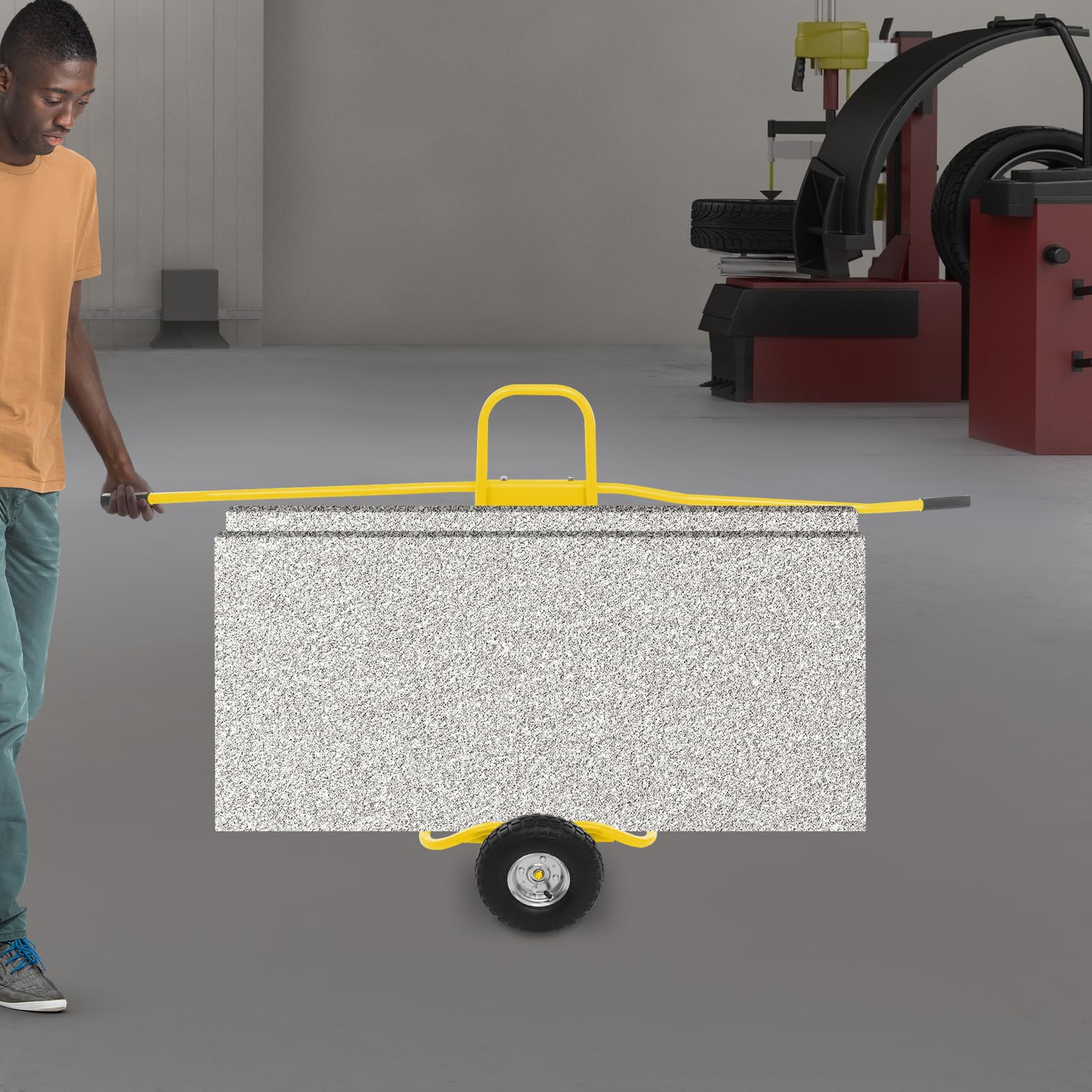Grandi ruote antiscivolo (Ø 26 cm), carrello, carrello a rotelle, carrello per trasporto, carrello per il trasporto, carrello per cartongesso, mini carrelli per carichi pesanti, per artigiani