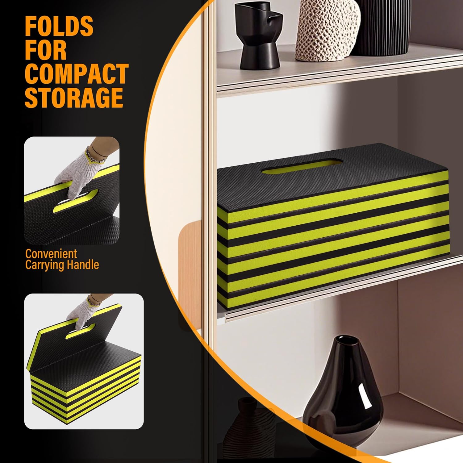 Foldable EVA Utility Mat with Handle, Heavy Duty Mechanic Mat for Kneeling, Workouts, Garages, Gardening, Camping, Picnics, Outdoor Adventures and Home Gyms, Green