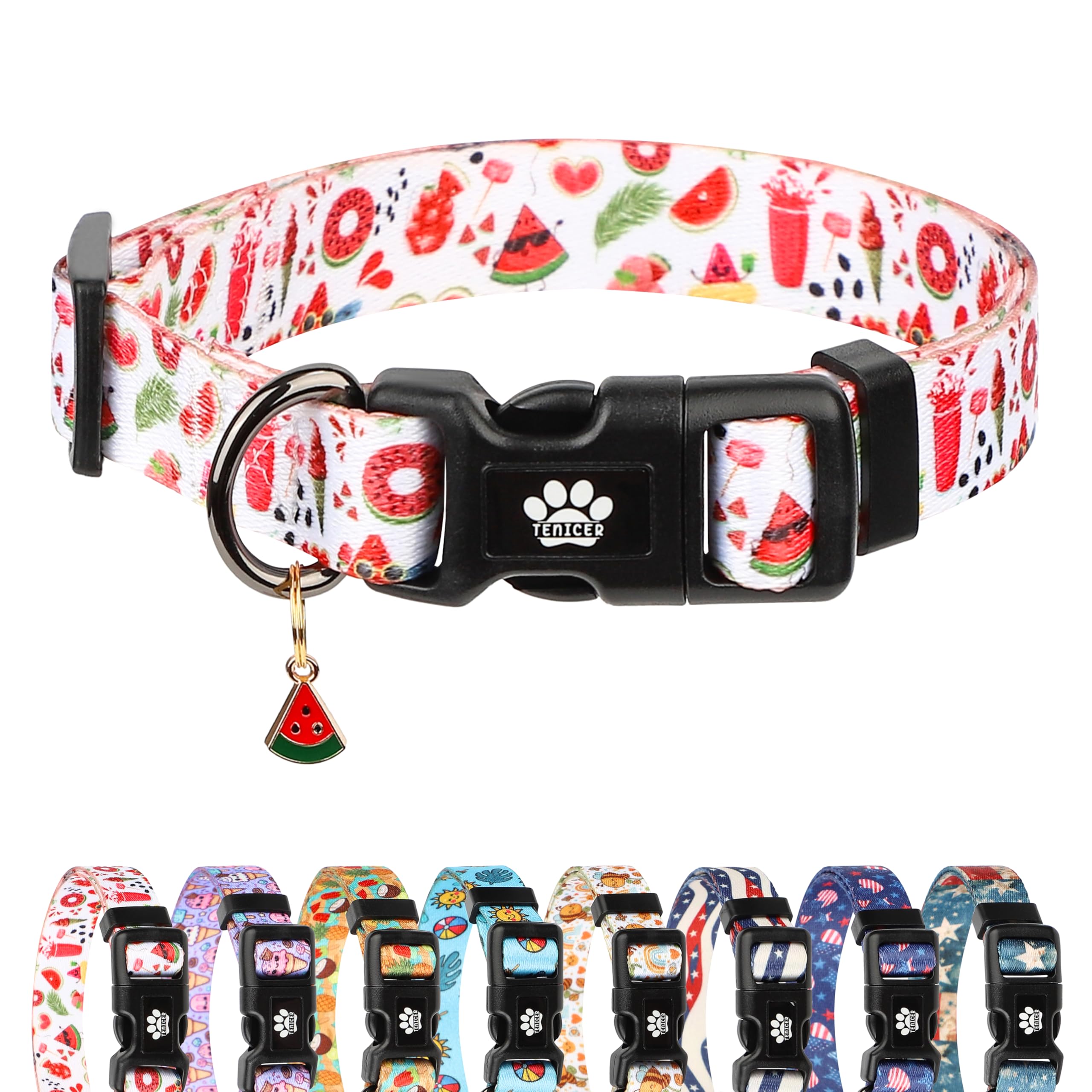 Collar de verano para perros pequeños, medianos y grandes, lindos collares de sandía para cachorros, para niños y niñas, para fiesta en la piscina, picnic, senderismo, caminar, actividades al