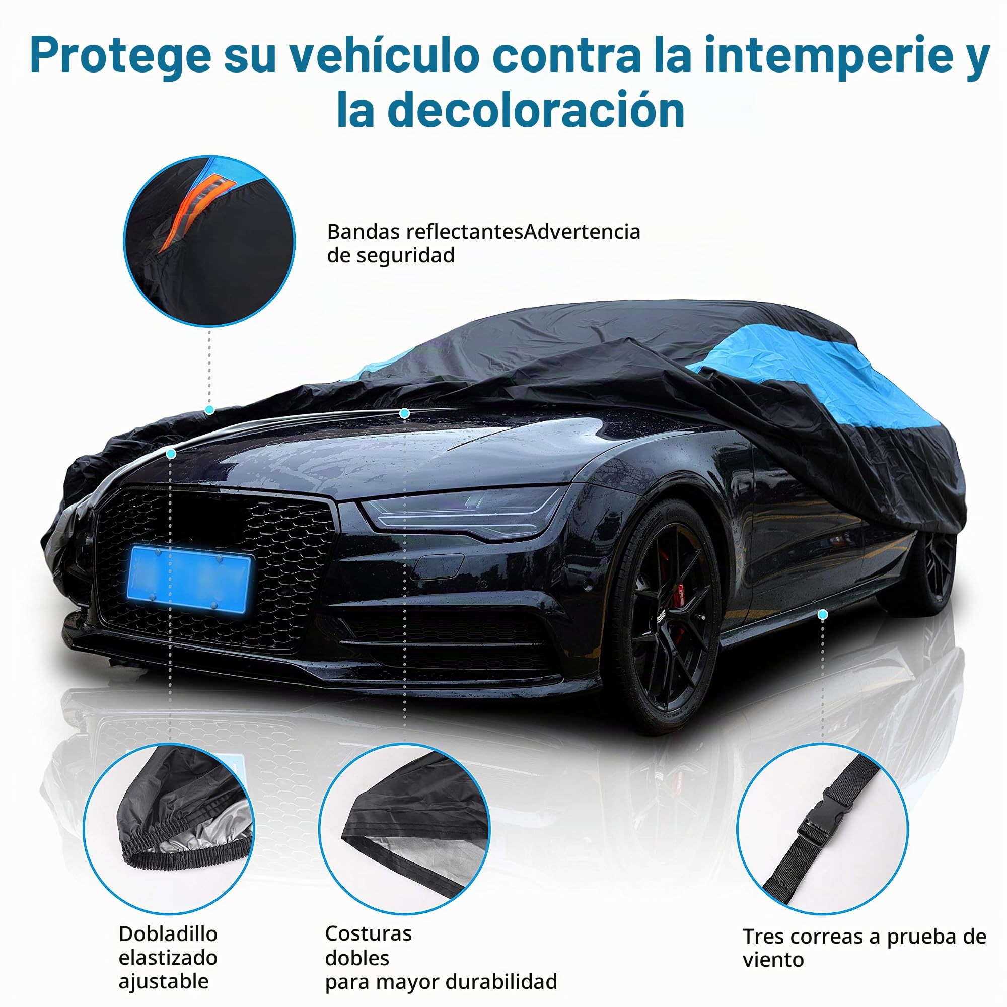 MORNYRAY Funda de Coche para Exteriores para Todo Tipo de Clima, Impermeable, Resistente al Viento, a Prueba de Nieve, protección UV, Ajuste Universal para sedán (Longitud de sedán de 186 a 193