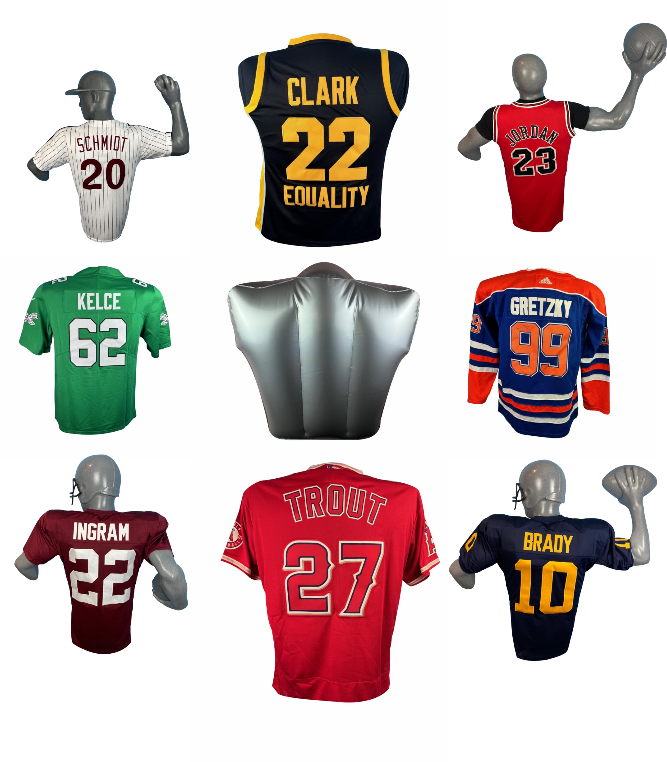 Jerzee Art Inflatable Jersey Display Case, Wall-Mount Frame Hanger for Football, Baseball, Basketball, Soccer, Hockey, Protect & Showcase Sports Memorabilia, Perfect for Jerseys, Shadow Box Statue Alt