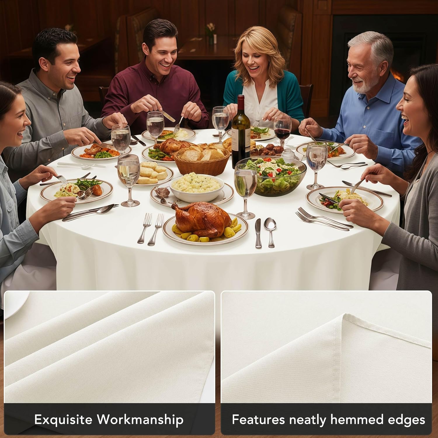10-Pack Ivory Round Tablecloths, 70 Inches, Stain-Resistant Polyester for 3-4 Ft Round Tables - Washable Table Covers for Weddings, Banquets, Birthday Parties, Events thumbnail