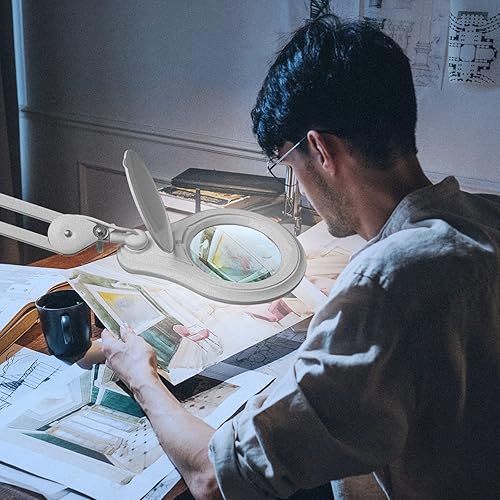 Miniatura 5 de Bemelux Bifocals - Lámpara de lupa LED con abrazadera 5 dioptrías con 20 dioptrías lente de lupa de 5 pulgadas lámpara de lupa regulable de 1200