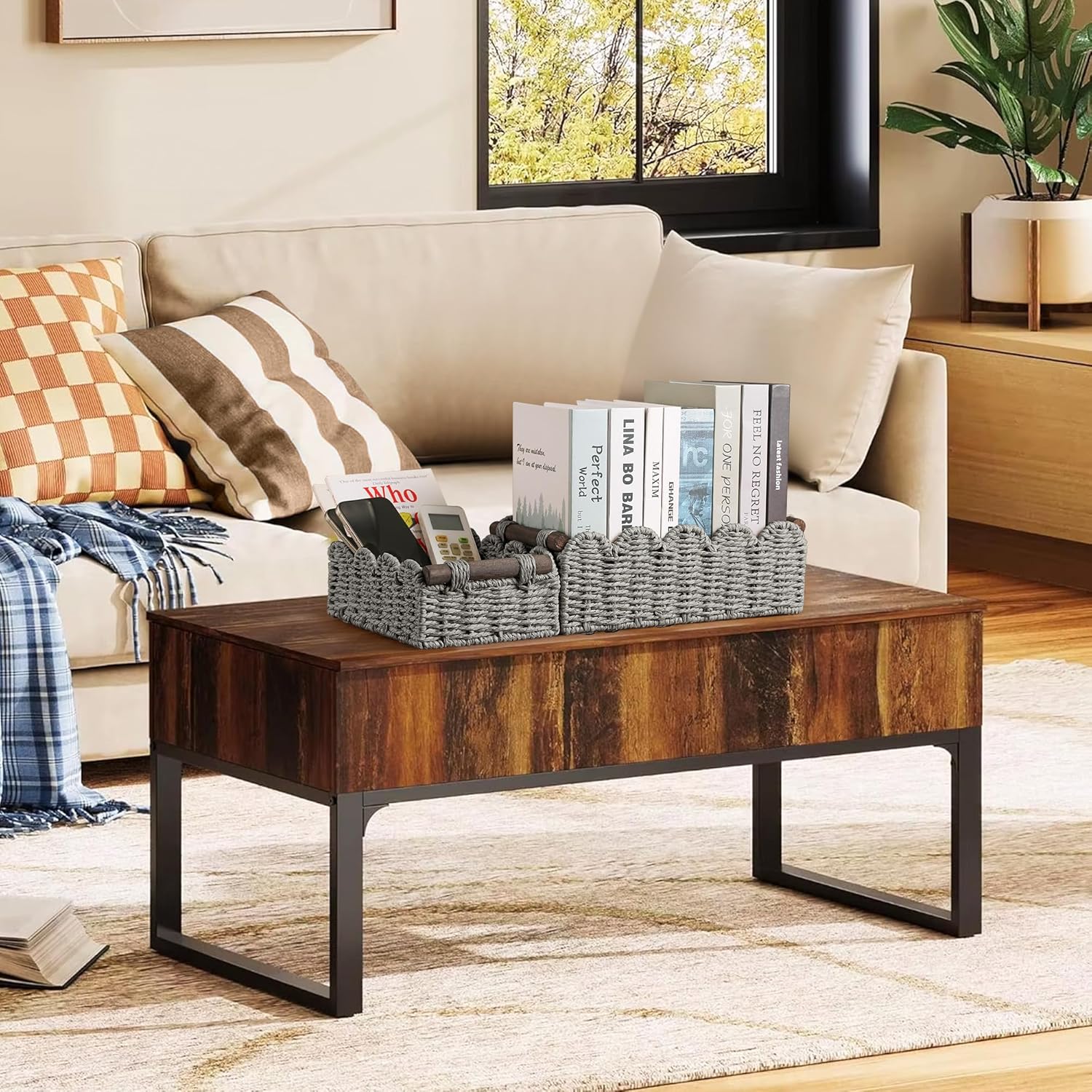 Storage Basket Wicker Baskets for Organizing Toilet Paper Storage Basket for Toilet Tank Top,Gray - Image 5