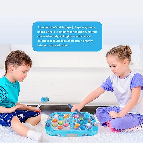 Miniatura 3 de PowerTRC Juego de arcade Whack A Mole  Juguete para golpear hasta dos jugadores, actividad interactiva y educativa para el desarrollo temprano en