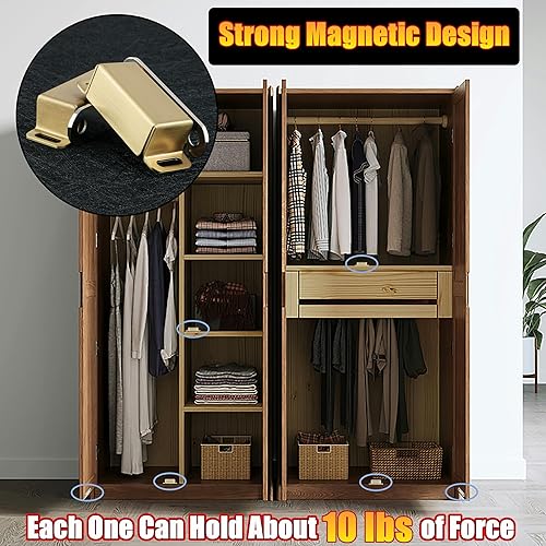 Miniatura 4 de Alise CAT003G-4P - Pestillo magnético dorado para gabinete, cierre de puerta con fuerte magnético para armario, puertas de armario, cerraduras,