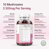 Vista 5 de Las primeras gomitas de complejo de hongos del mundo - Suplemento de hongos 10x con melena de león (90 masticables 2500mg/porción) Suplemento