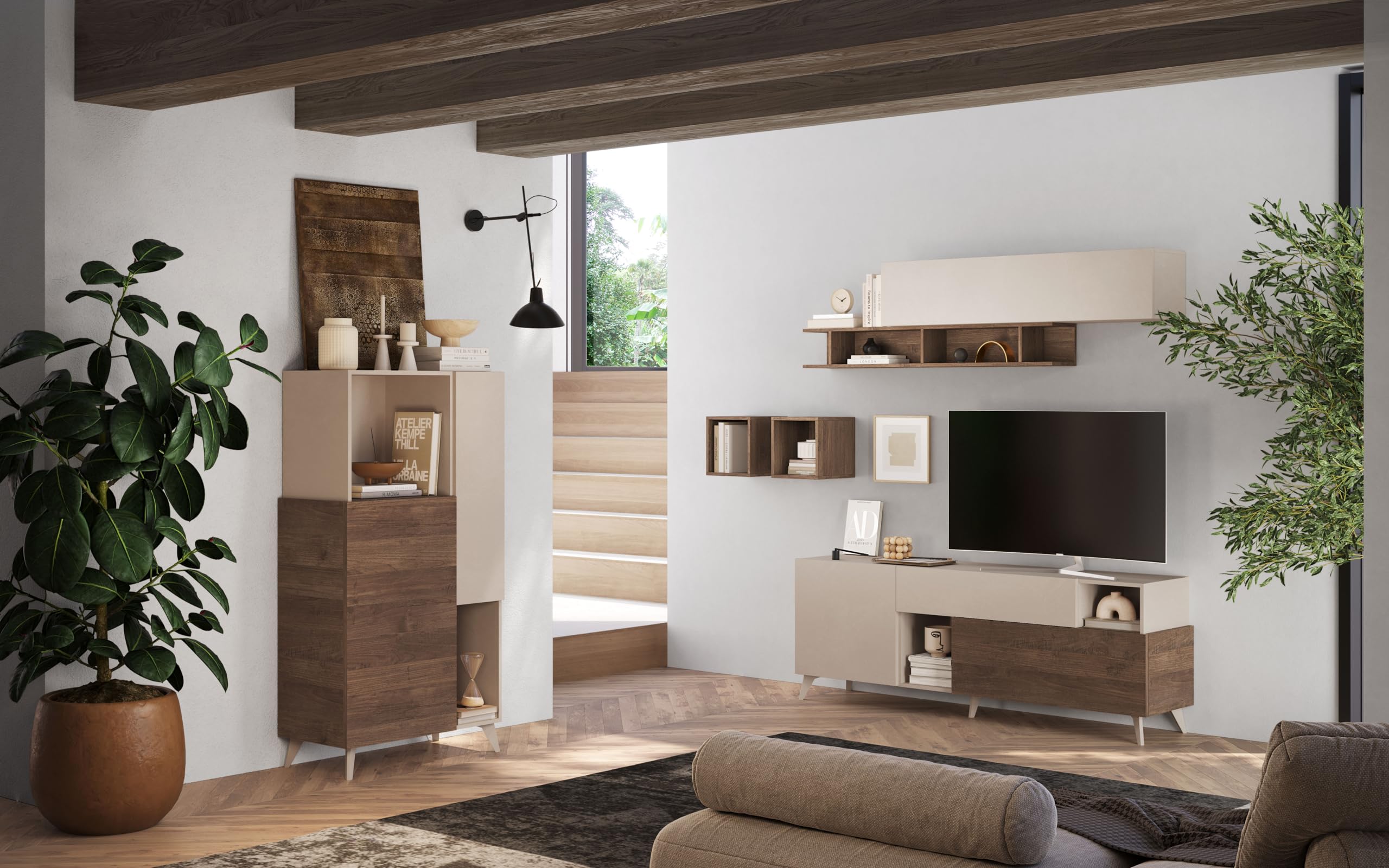 Web Convenienza Mobile contenitore a 2 Ante Made in Italy – Credenza Contenitore Collezione Riviera per Soggiorno Cucina Ingresso Sala Mobile Design moderno (Cashmere/Mercure)
