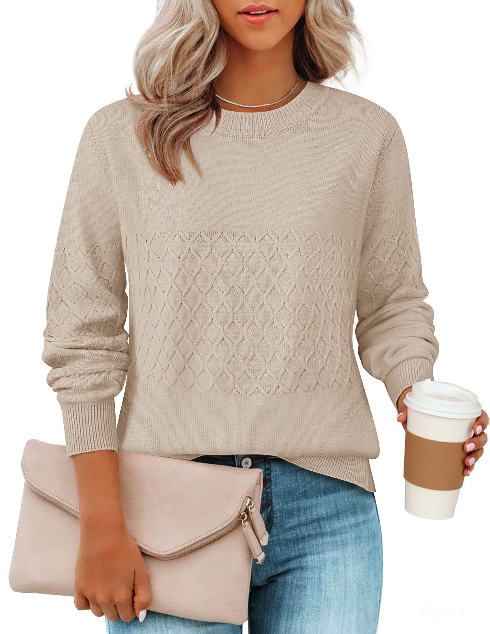 zesica Women's 2026 Fall Winter Sweaters Casual Long Sleeve Crew Neck Loose Knitted Pullover Sweater Tops-picture-33