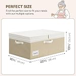GRANNY SAYS Fabric Storage Bins with Lids, Large Storage Box with Lid, Clothes Boxes for Shelves, Lidded Closet Storage Bins Organizers for Wardrobe Organizing, White Brown, 2-Pack