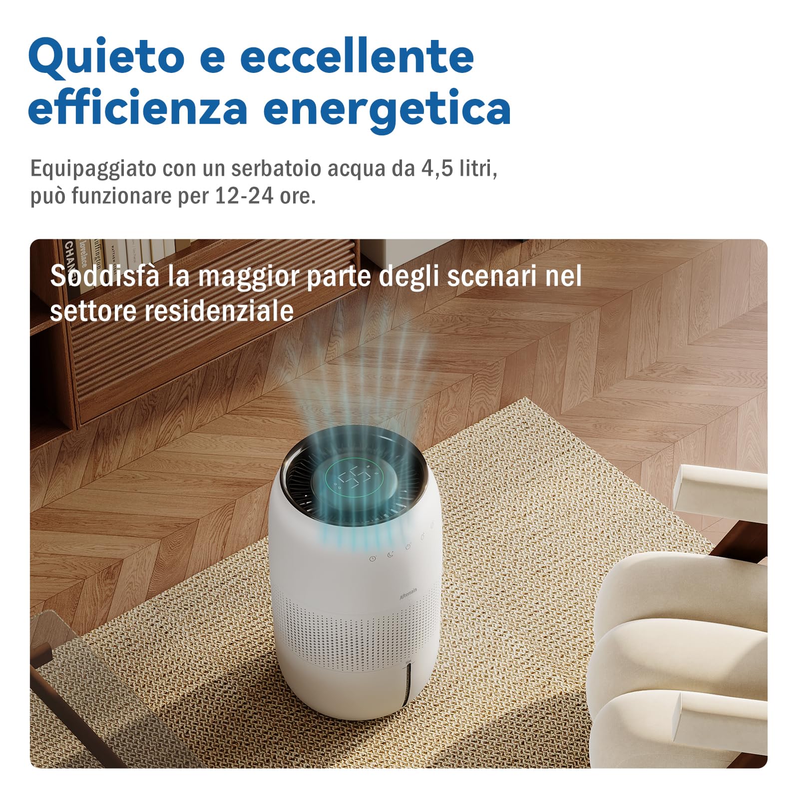 Umidificatore evaporativo a freddo, senza nebbia, senza nebbia, per chi soffre di allergie e incinte fino a 45 m², camera dei bambini, camera dei bambini, camera da letto, purificatore