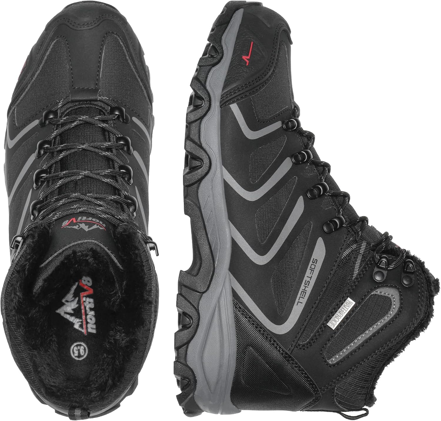 NORTIV 8 Men's Hiking Winter Snow Boots Outdoor Waterproof Lightweight Shoes Armadillo-Fur