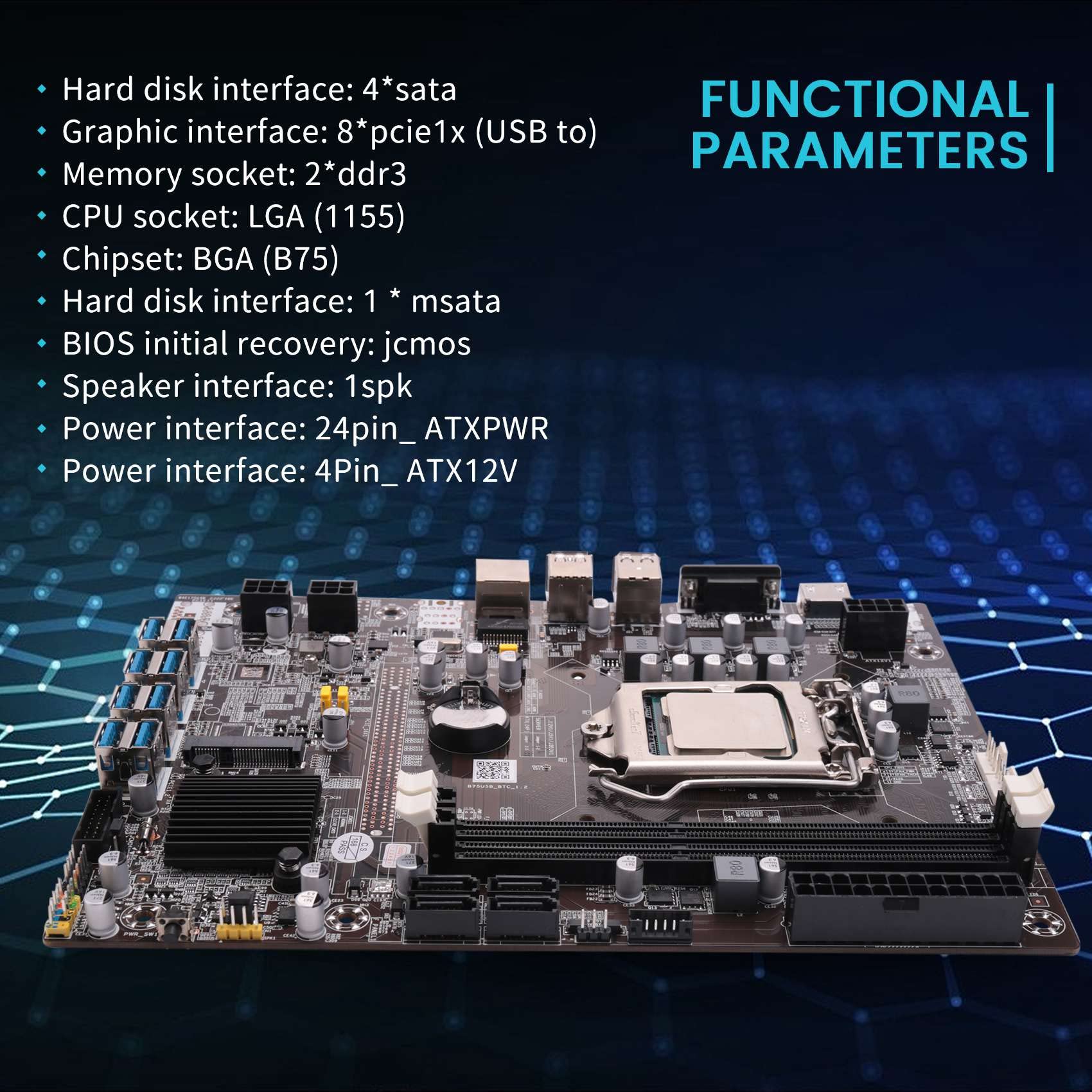 PRIZOM B75 12GPU BTC マイニングマザーボード + G1610 CPU+SATAケーブル+サーマルグリースサポート