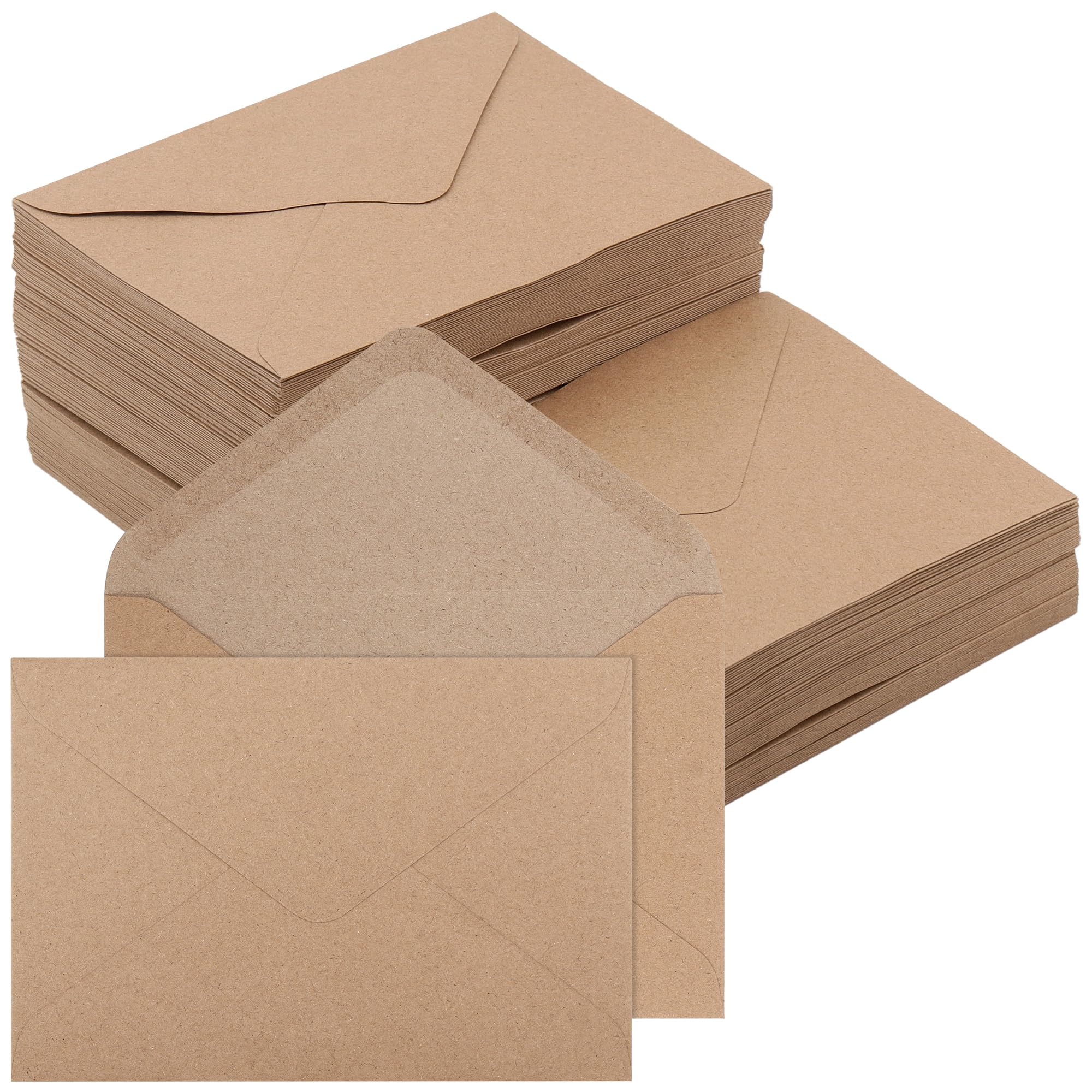 JAPCHET 200 Pcs C6 Kraft Envelopes, 120gsm Self Seal Brown Fleck Envelope for Wedding, Invitation, Christmas Cards, 164 x 112mm