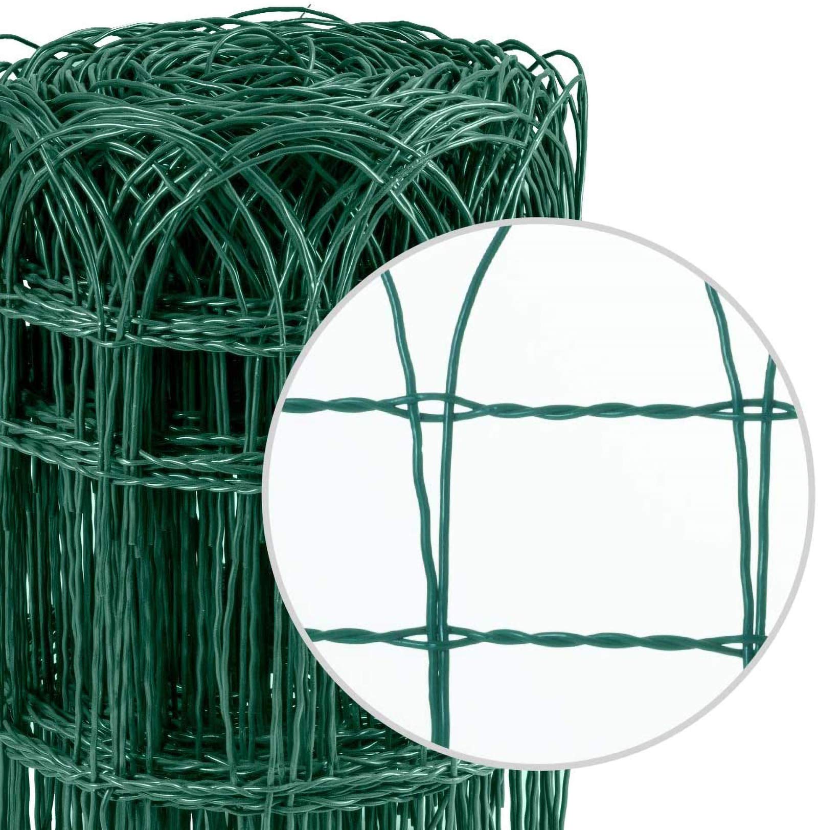 NEXTRADEITALIA CF da 1 PZ RETE PER RECINZIONE ORNAMENTALE PLASTIFICATA | ALTEZZA H 45 CM | MAGLIA INTRECCIATA 90X150 MM | FILO Ø 2,8 MM | LUGHEZZA ROTOLO DA 25 MT VERDE