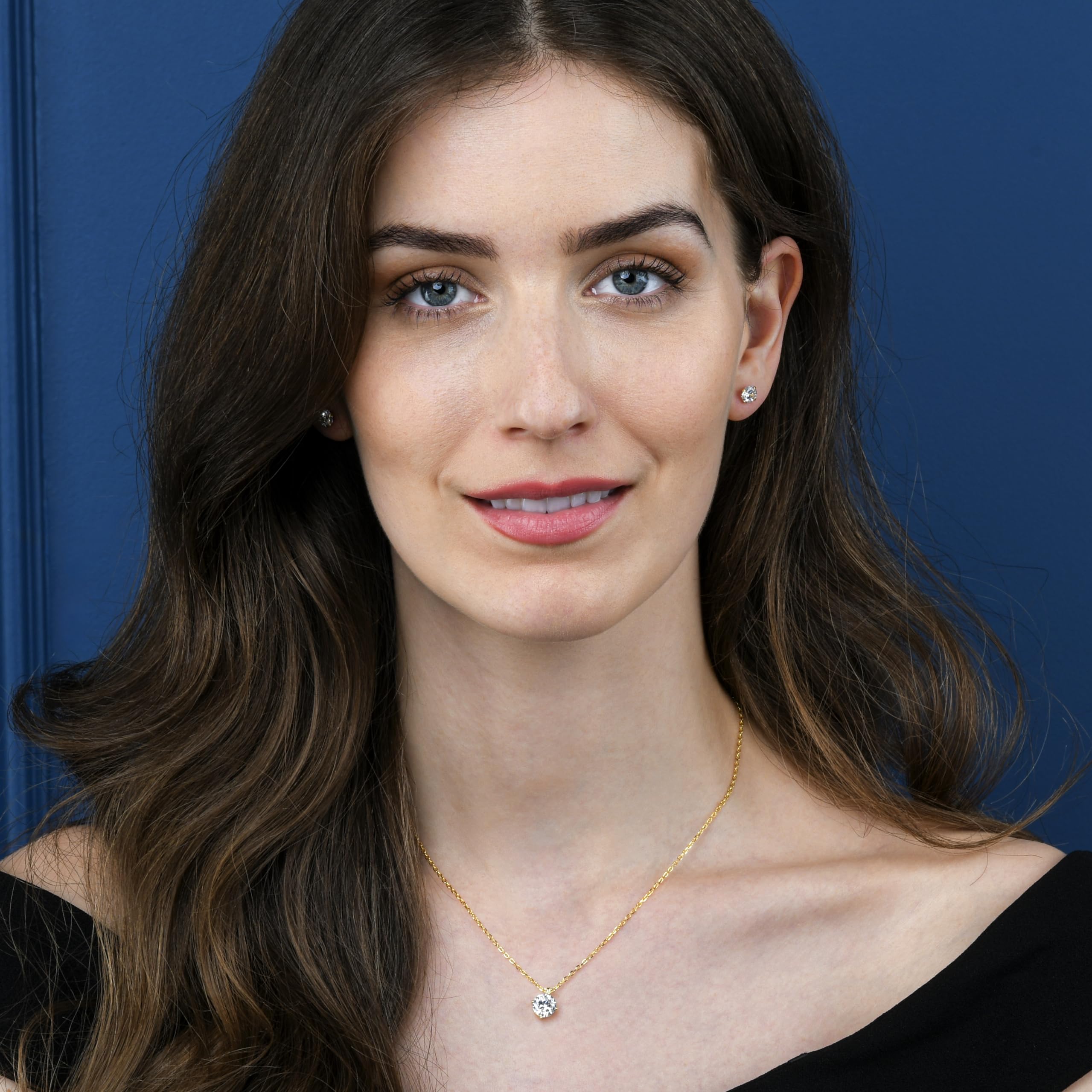 namana Collana con Ciondolo in Argento o Oro per Donna e Ragazza, Delicata Collana Donna in Argento Sterling 925 con Zirconi Rotondo Colorato o Bianco, Collana Argento 925 con Scatola Regalo