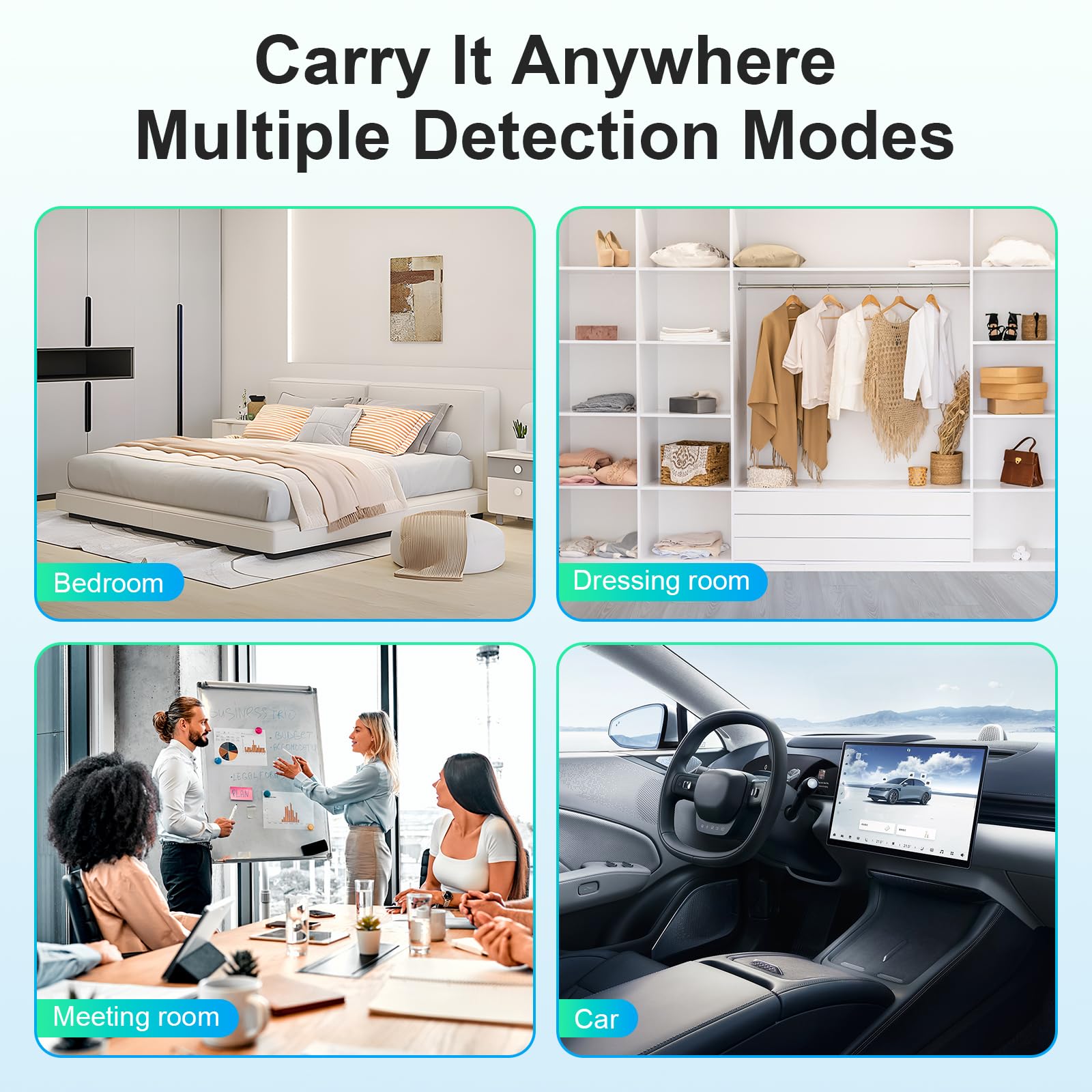 Detector de cámara Oculta: Detector de cámara con 5 Niveles de sensibilidad, 4 Modos, Detector de cámara espía portátil de diseño Mini para Hotel, baño, Oficina, Coche, Viajes (Negro)