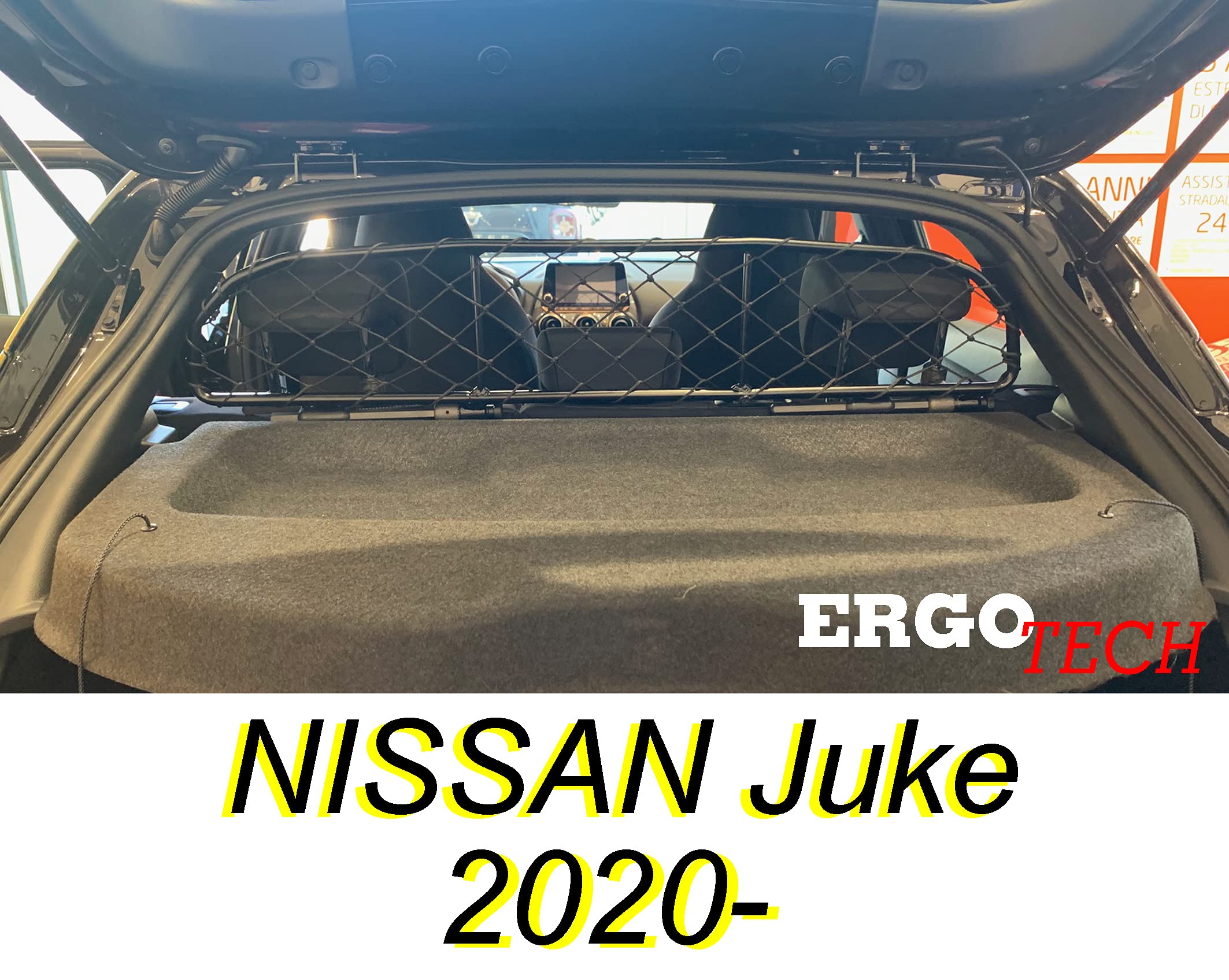ERGOTECH Divisorio Griglia Rete Divisoria Compatibile con Nissan Juke RDA65-HXXS, per Trasporto Cani e Bagagli
