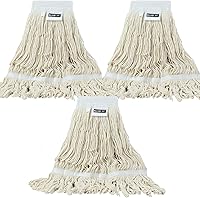 Vista 11 de Cabezal de trapeador industrial húmedo de alta resistencia, cabezal de trapeador amarillo de 21 onzas, de repuesto, de algodón, lavables