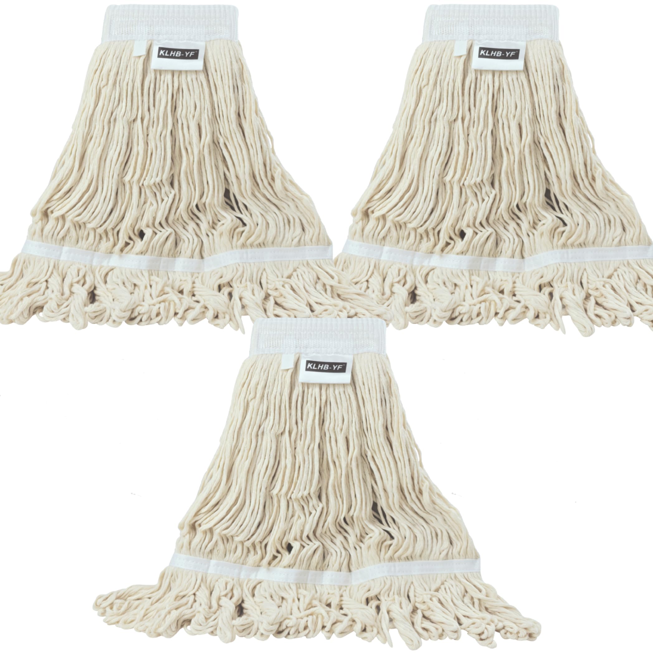 Heavy Duty Wet Industrial Cleaning Mop Head – Mop Head Replacement Perfect Cotton Washable Mop Head Replacement for Commercial &amp; Home Cleaning（White）