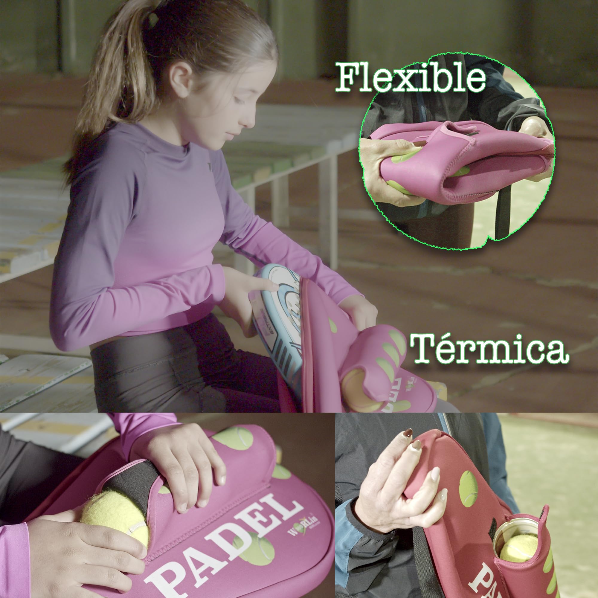 WORLin360- Funda para Pala de Padel, con Bolsillo para Pelotas, Funda para Raquetas de Padel, paletero de Padel. Funda térmica pádel. Diseño Especial.