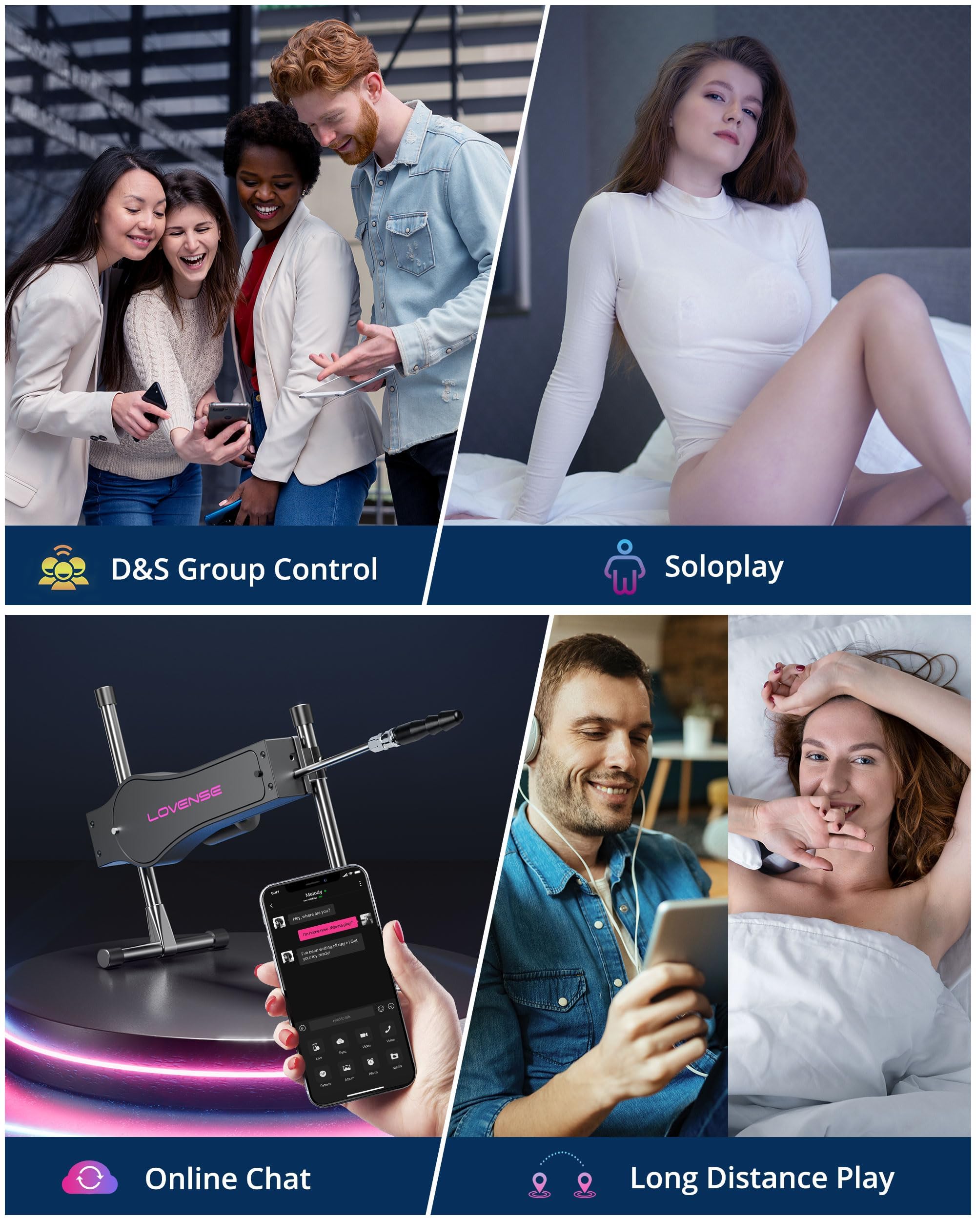 LOVENSE Automatic Sex Machine Sex Toys, Dual-Penetration Vaginal/Anal Massager, Electric Thrusting Dildo Machine Device with Adjustable Speed for Single, Couples