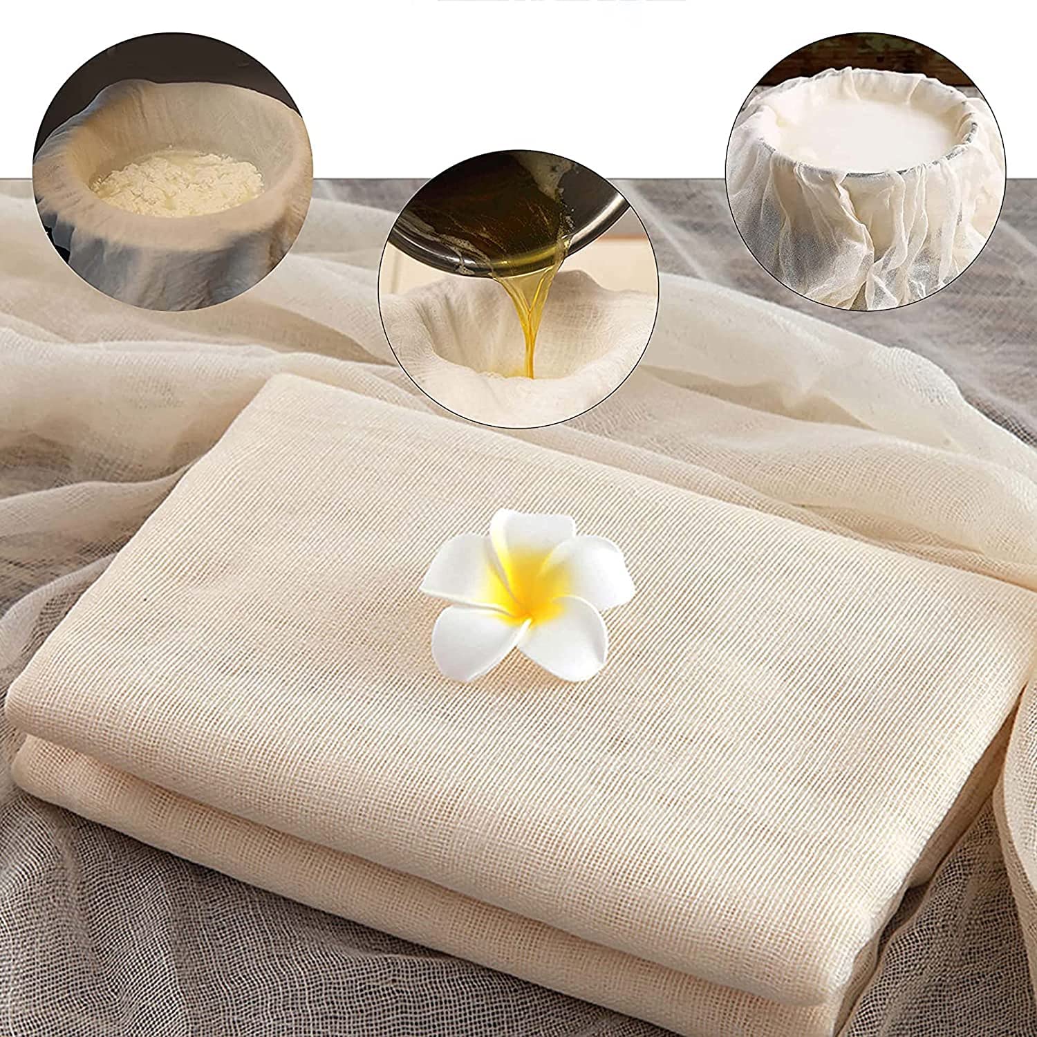 Pmw - 100% Cotton Muslin Cloth for Cheese Making and Paneer Straining - Unbleached, Fine Weave, and Reusable Fabric (2 Meter)