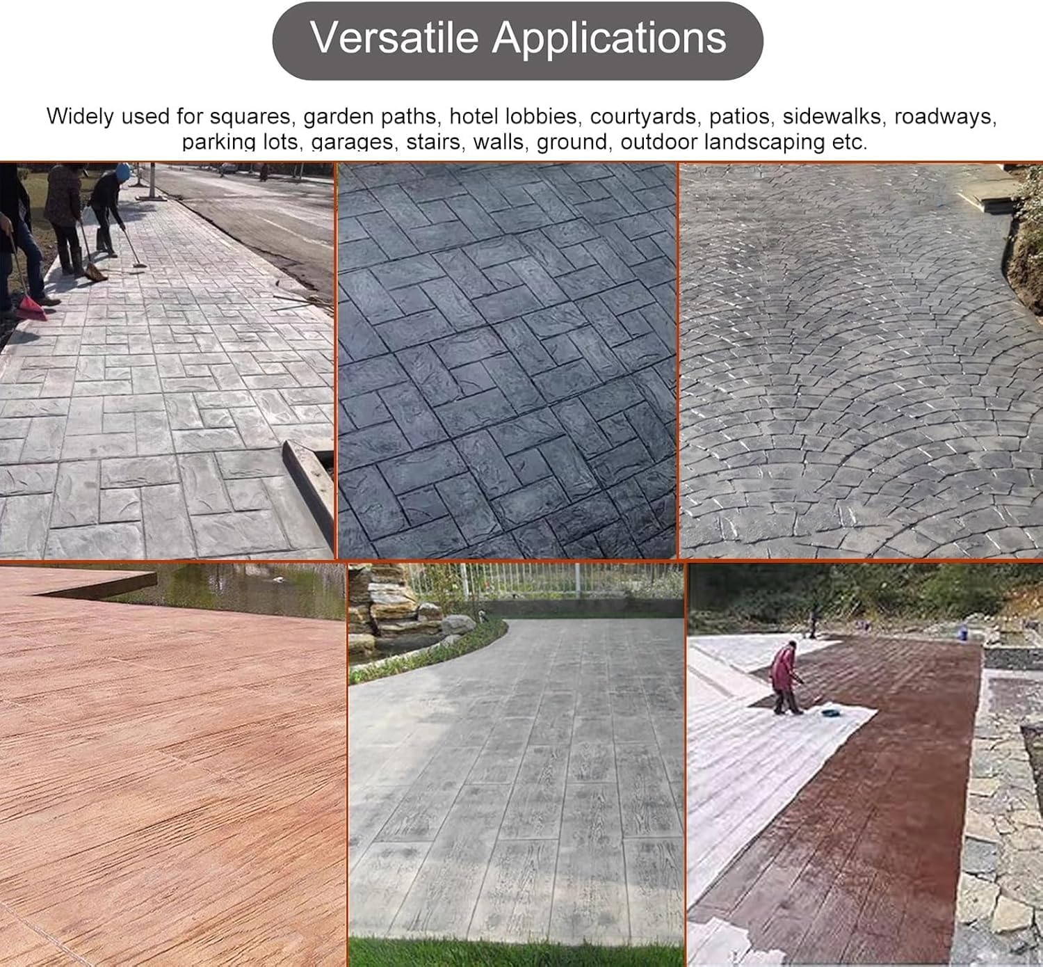 Concrete Stamp Square Stone Tile Textured Stamp Pad, Polyurethane Cement Stamp Pattern Pad, Flooring Impression with Realistic Texture for Garden Paths