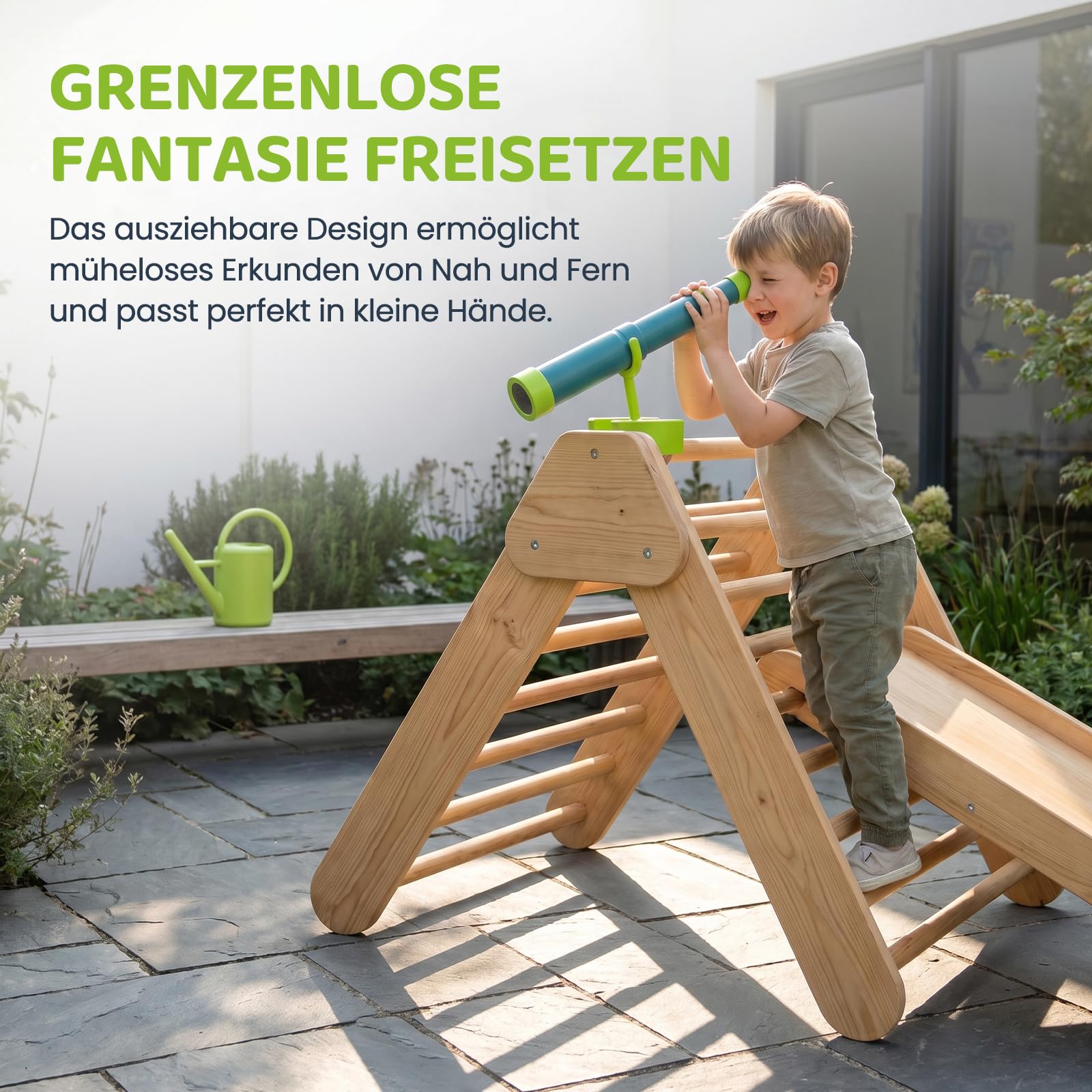 Harilla Piratenschiff-Teleskop für Spieltürme, Piraten-Fernrohr, Erkundungsspielzeug, Spielplatzzubehör, einziehbar für Kinderspielplätze, Piratenparty Accessoires, Grün