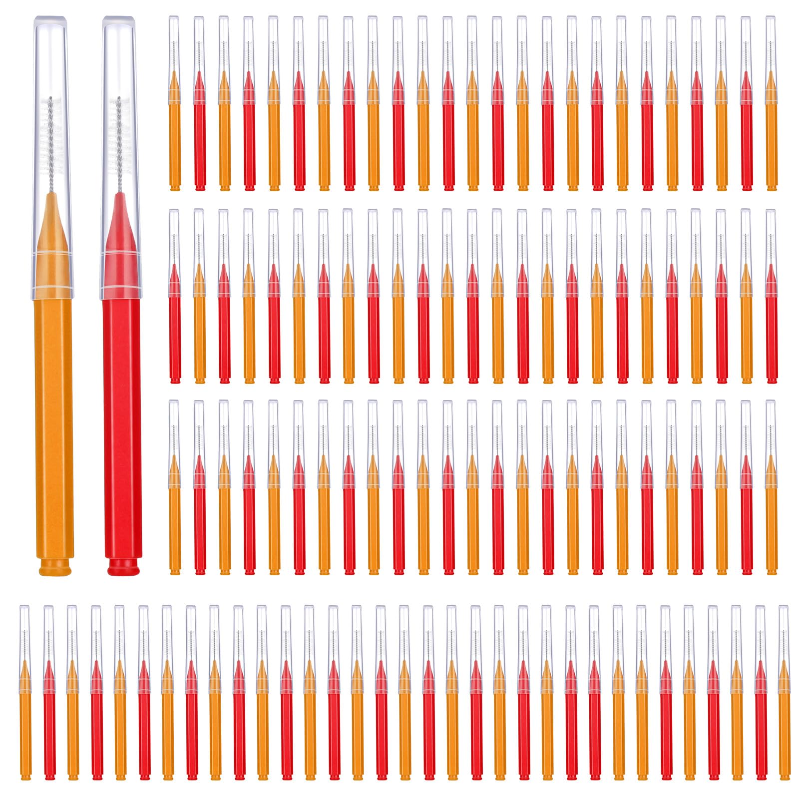 Patelai 100 Pcs Braces Dental Brushes,Orange,Red,Suitable Size