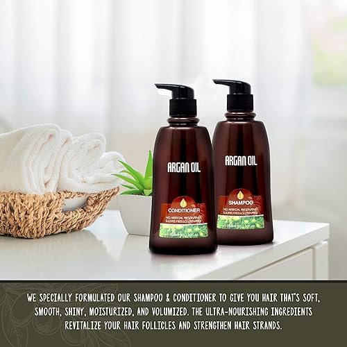 Miniatura 8 de Juego de champú y acondicionador de aceite de argán marroquí con máscara para el cabello, tratamiento para el cabello suave que añade brillo,