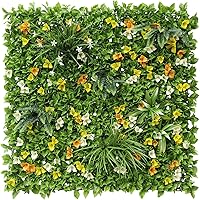 Vista 13 de E&K Panel de valla de plantas artificiales de 20 x 20 pulgadas, hojas sintéticas, césped, panel de privacidad para interiores y exteriores
