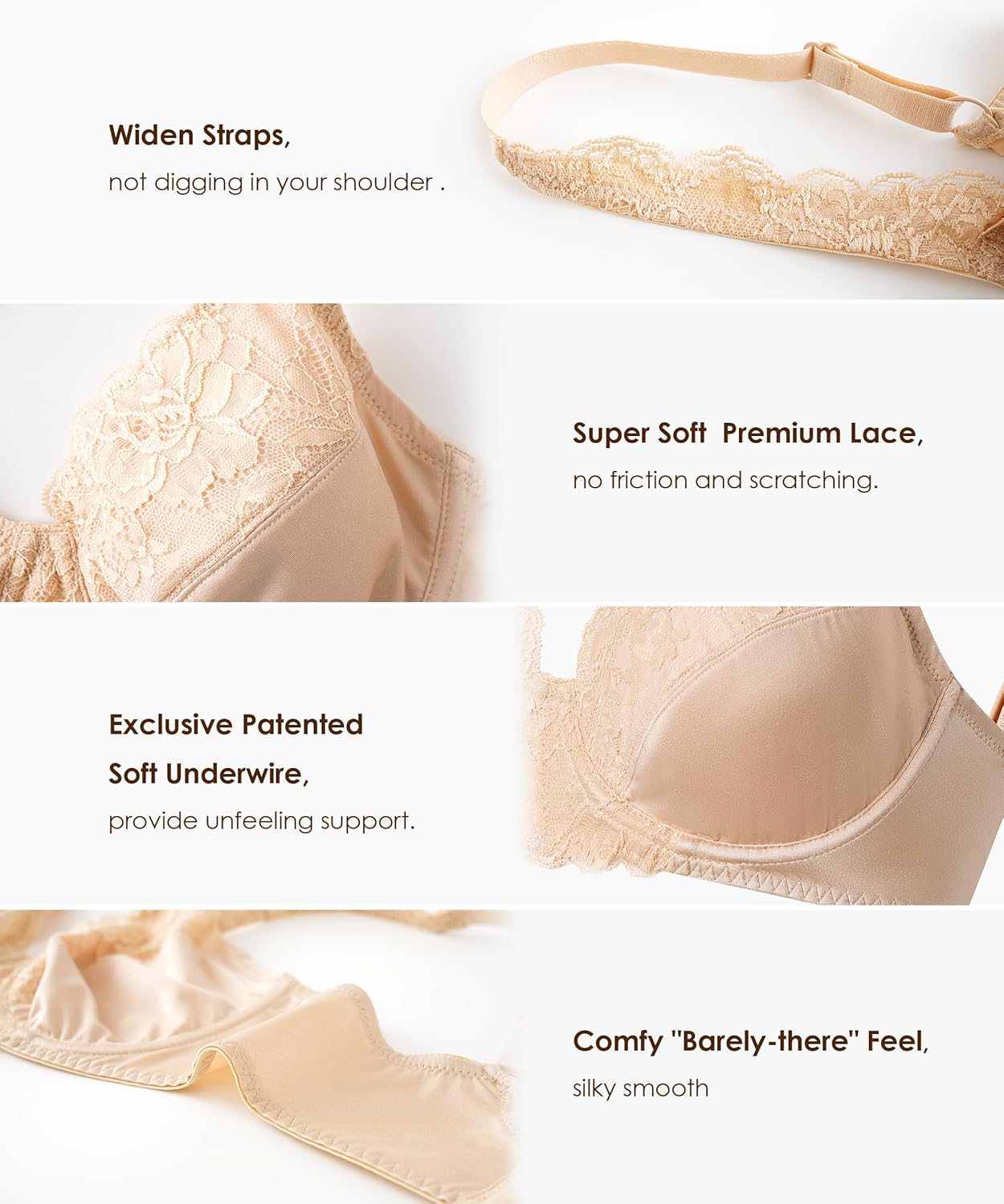 Ultra Soft Lace Bras for Women, Full Coverage Underwire Minimizer Bras, Lifting Comfort Bra for Everyday Wear. - Image 6