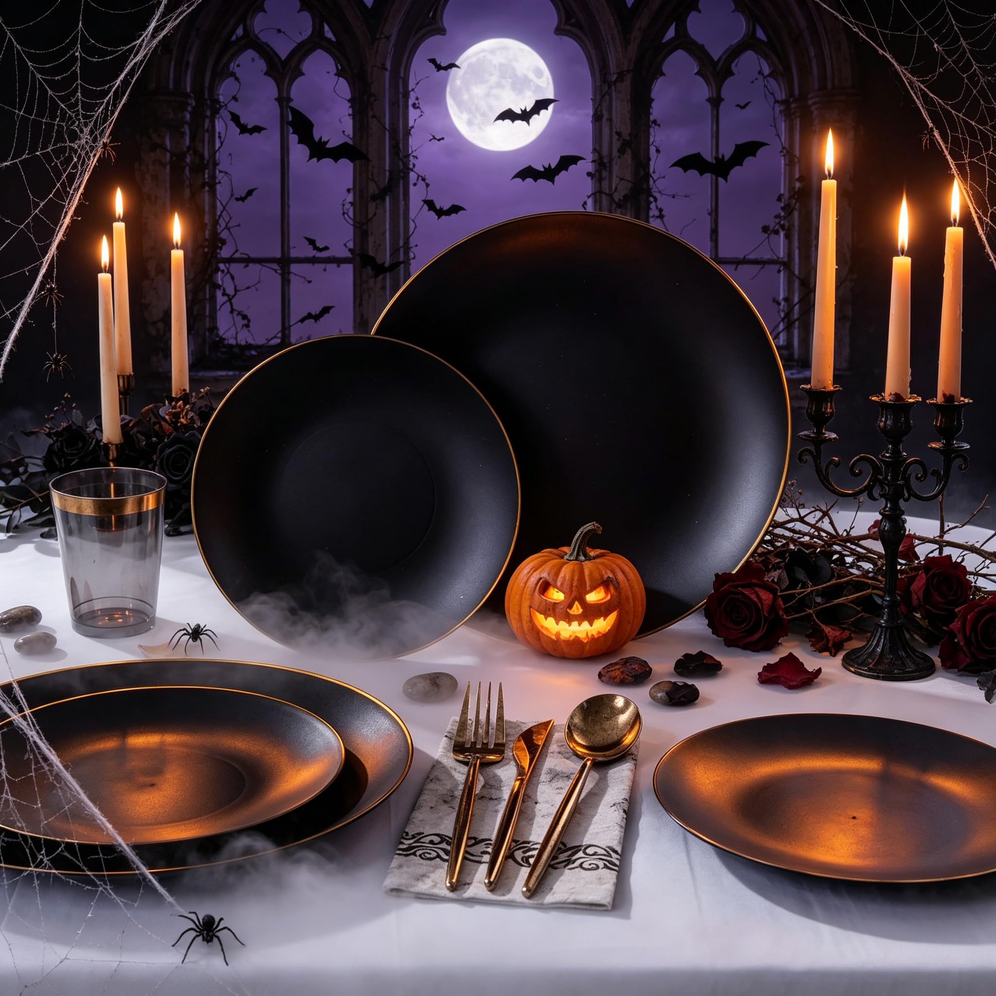 Premium Black Plastic Plates - 350 Pack -3