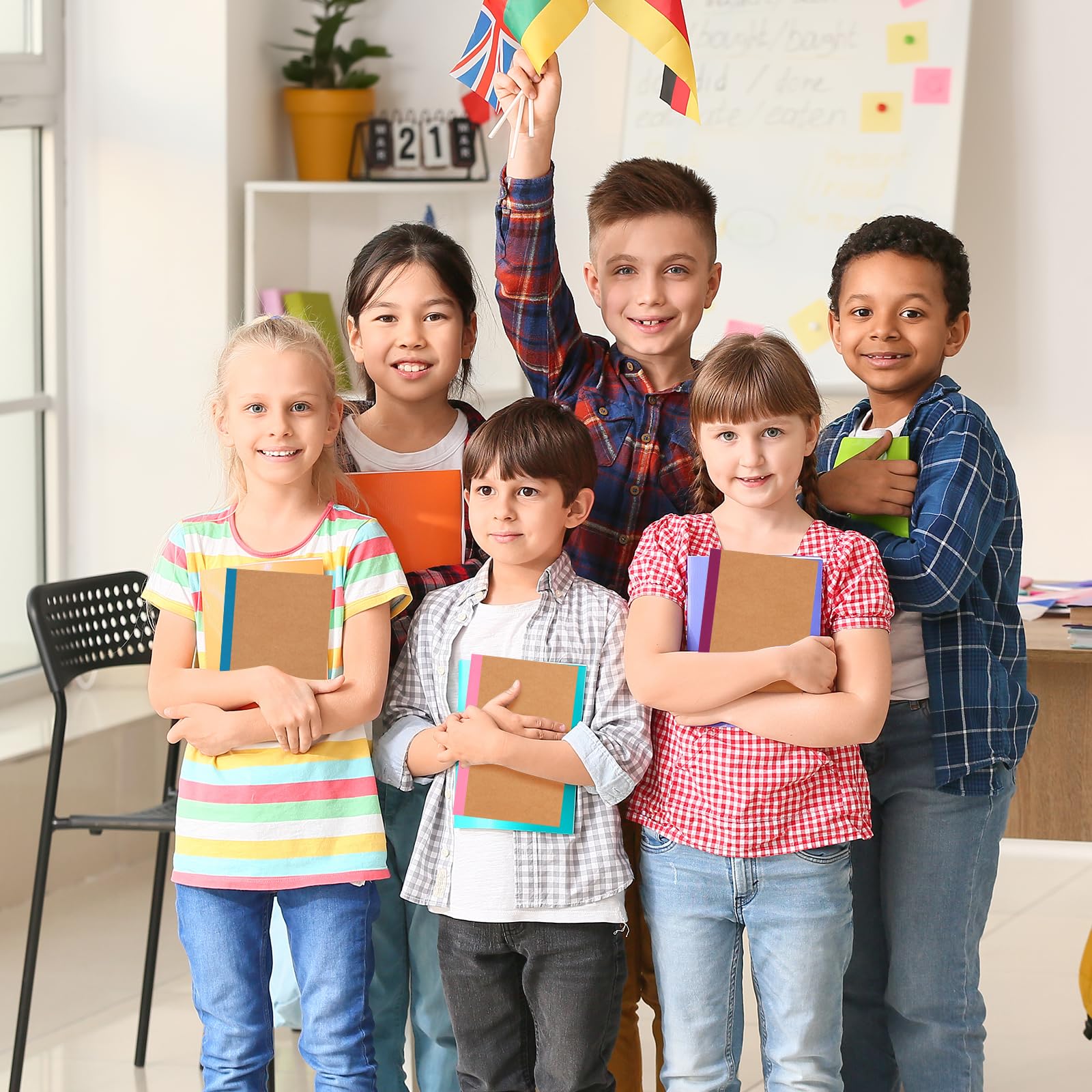 LABUK Notizbücher, A5, liniert, Regenbogenrücken, 15 Farben, 60 Seiten, für Schule, Büro, 40 Stück