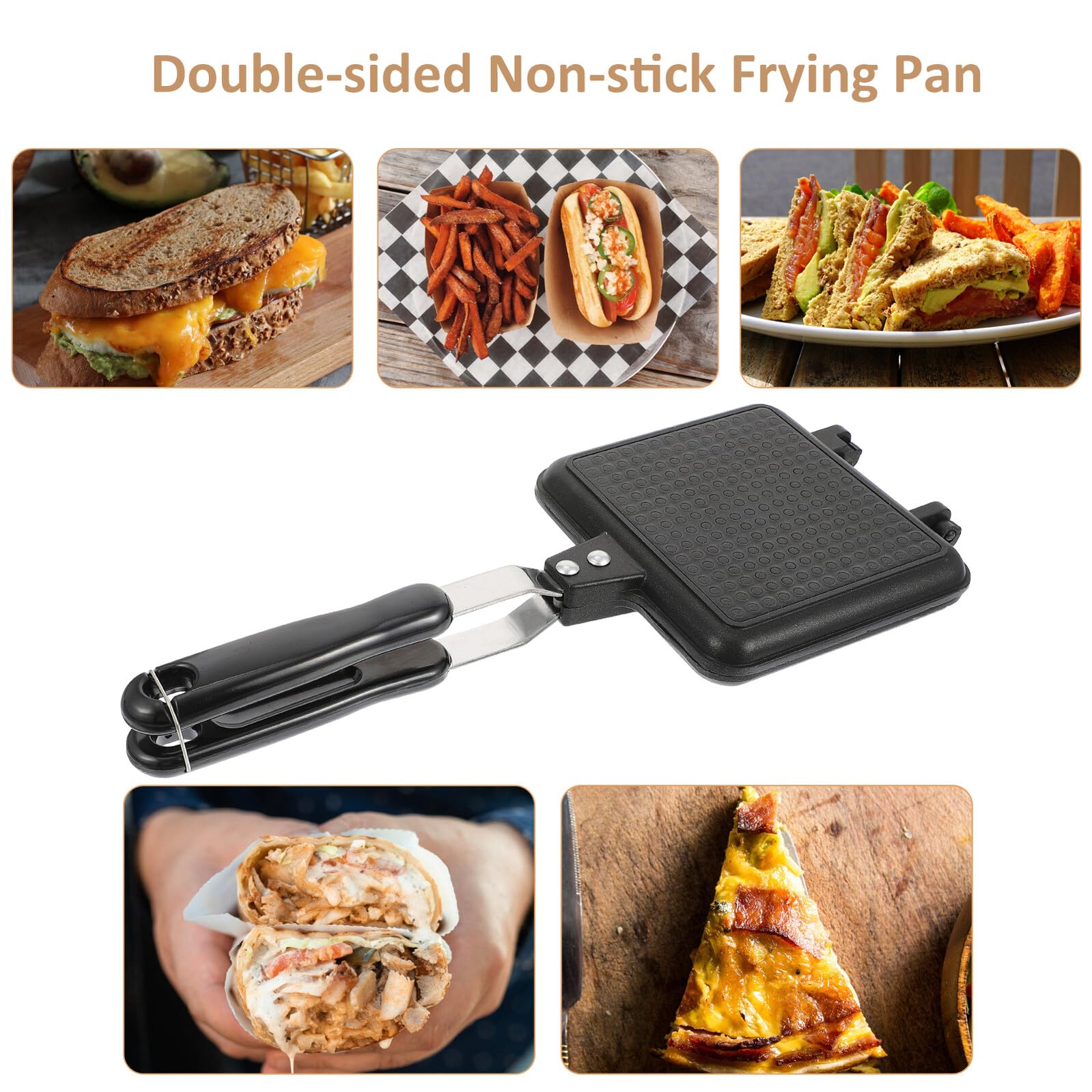 PartyKindom Antihaft Sandwichform aus Aluminium, Schwarz, Abnehmbar | Doppelseitig, Leicht zu Reinigen, Brotbackplatte für Toast und Sandwichbrot, Küchenbedarf